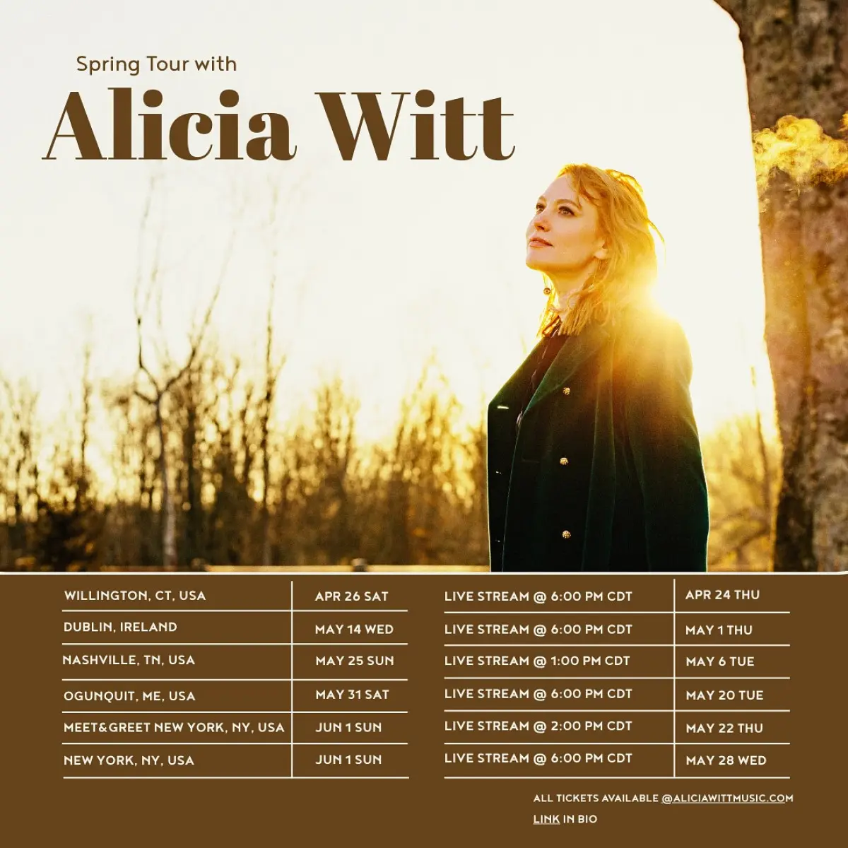 Alicia Witt Announces Packed Performance Schedule For Next Five Weeks Actress-musician teases upcoming shows across US and UK with fans eagerly awaiting tour dates