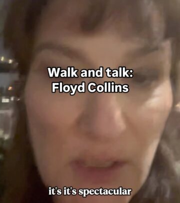 The SNL alum takes a nighttime stroll while discussing Lincoln Center Theater's musical production