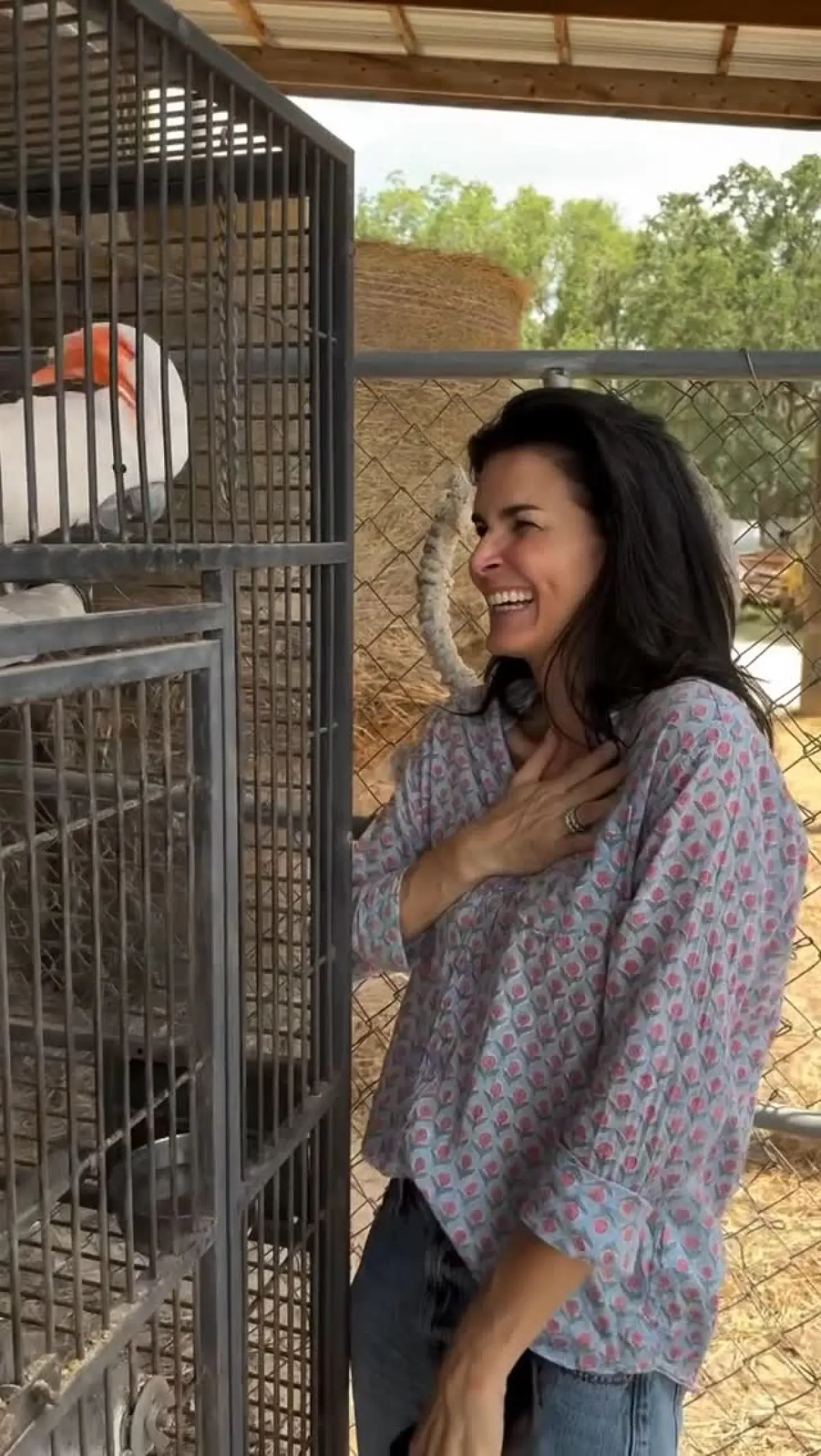 The 'Rizzoli & Isles' star shows off her playful side alongside an unexpected dance partner