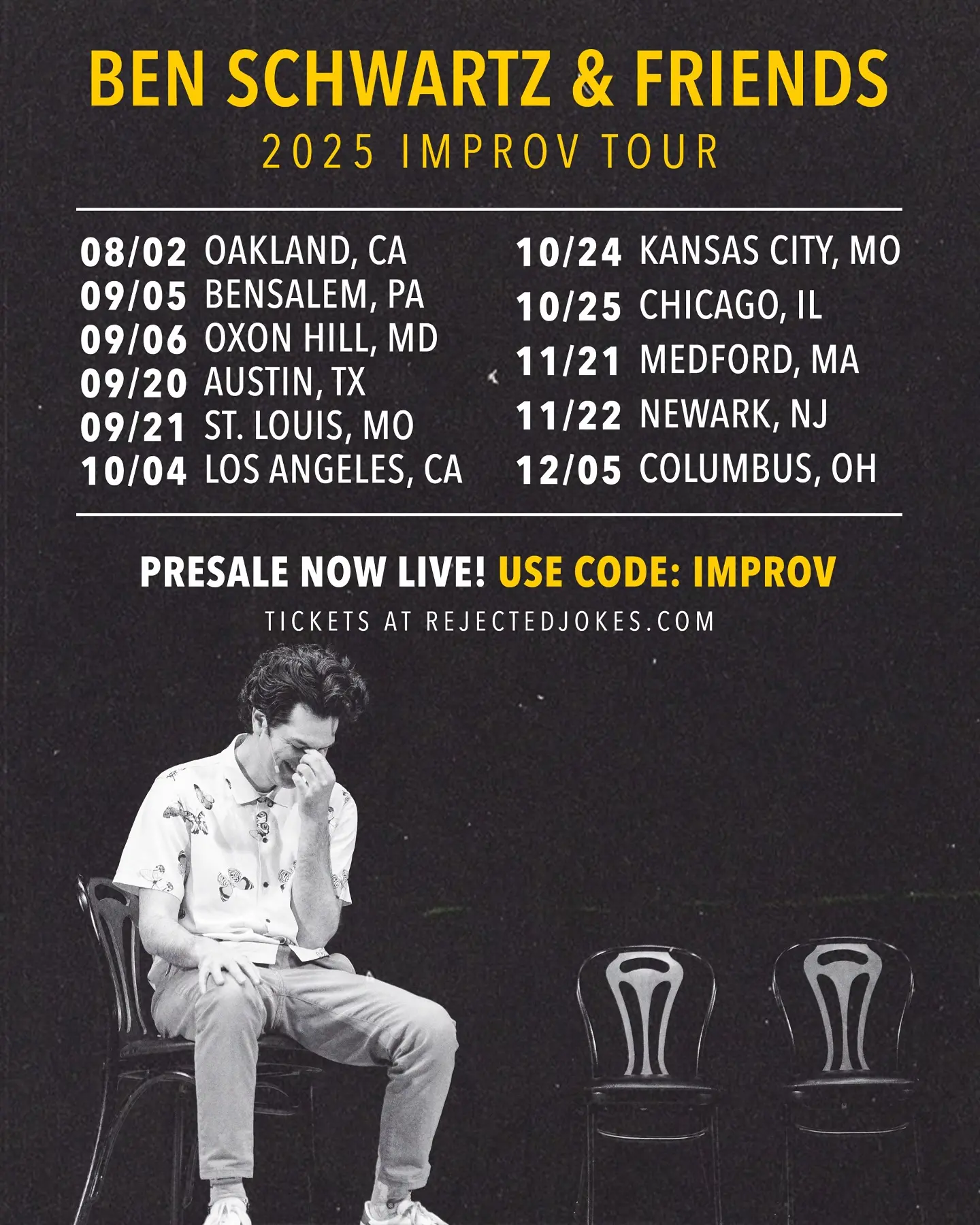 Ben Schwartz Announces New Cities For 2025 Tour With Pre-Sale Tickets Available Now Ben Schwartz Announces New Cities For 2025 Tour With Pre-Sale Tickets Available Now