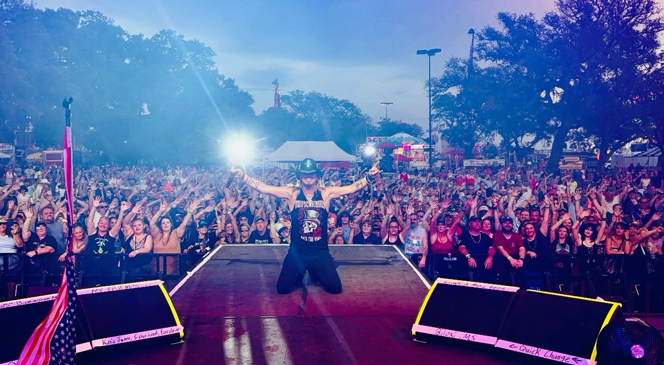 Bret Michaels Rocks Biloxi at Crawfish Festival Veteran rock star electrifies the Gulf Coast with epic vibes, give shoutout to amazing food.