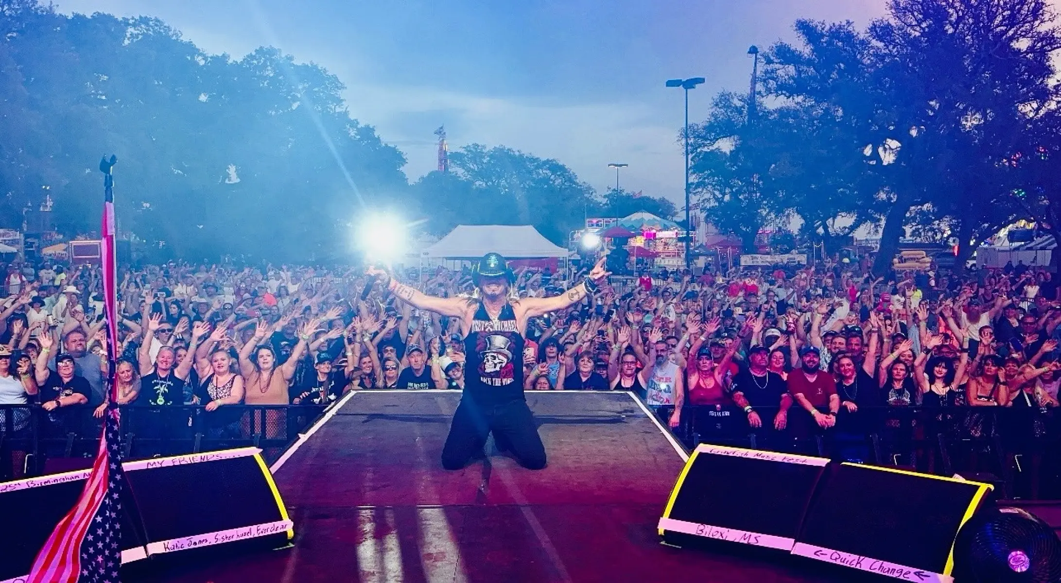 Bret Michaels Rocks Biloxi at Crawfish Festival Veteran rock star electrifies the Gulf Coast with epic vibes, give shoutout to amazing food.