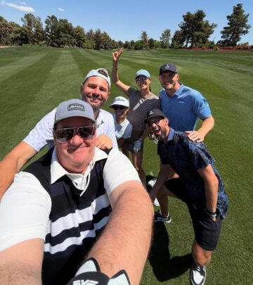 Vegas shines as Baumgartner, Timberlake, and friends share an epic golf and nightlife vibe.