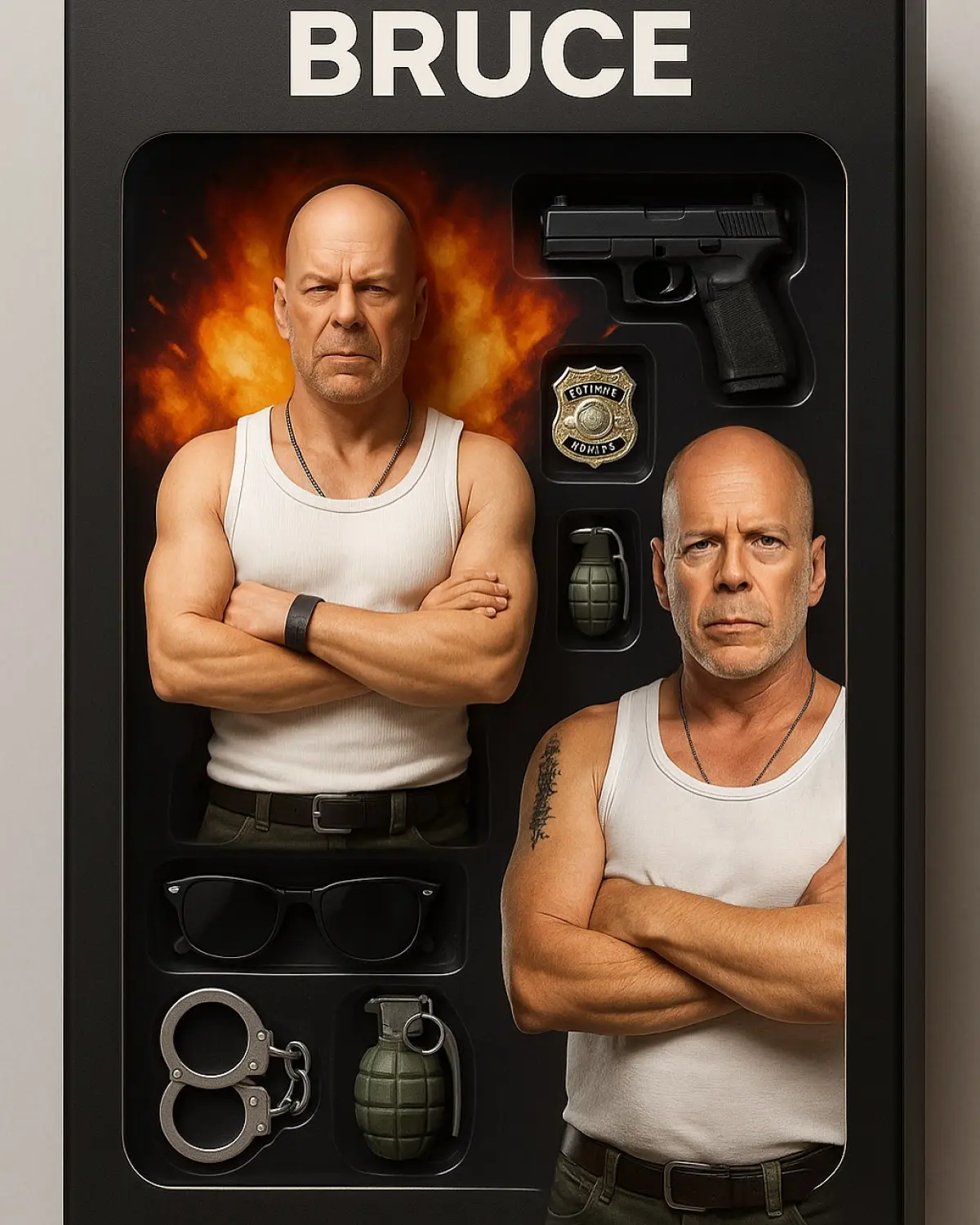 Bruce Willis Action Figure Unveiled By Die Hard Collectible Account New collectible doll captures the iconic action star's likeness from his most famous roles