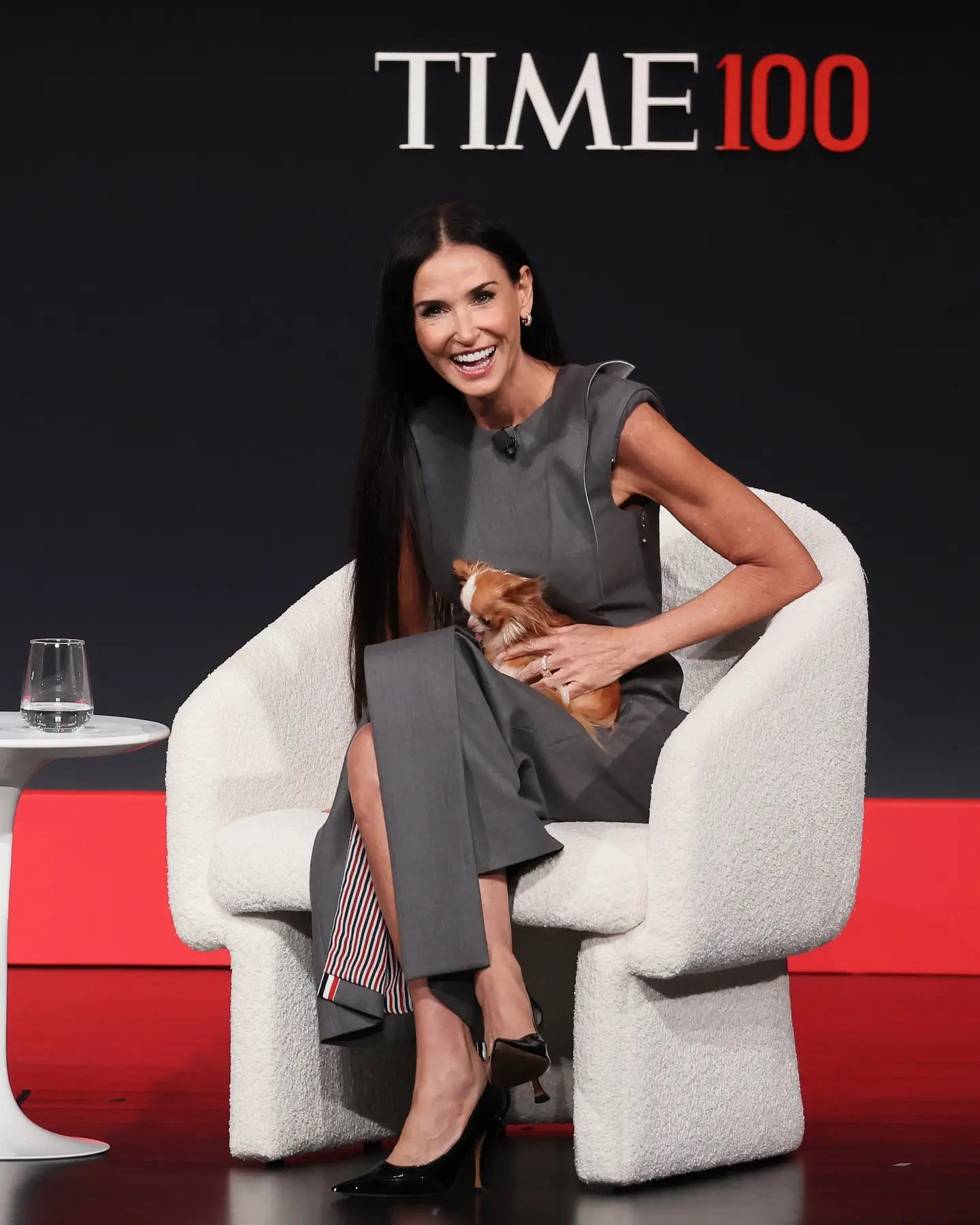 Demi Moore Takes TIME Summit Stage With Her Scene-Stealing Canine Companion The Hollywood icon shares spotlight with her furry friend Pilaf at prestigious TIME event