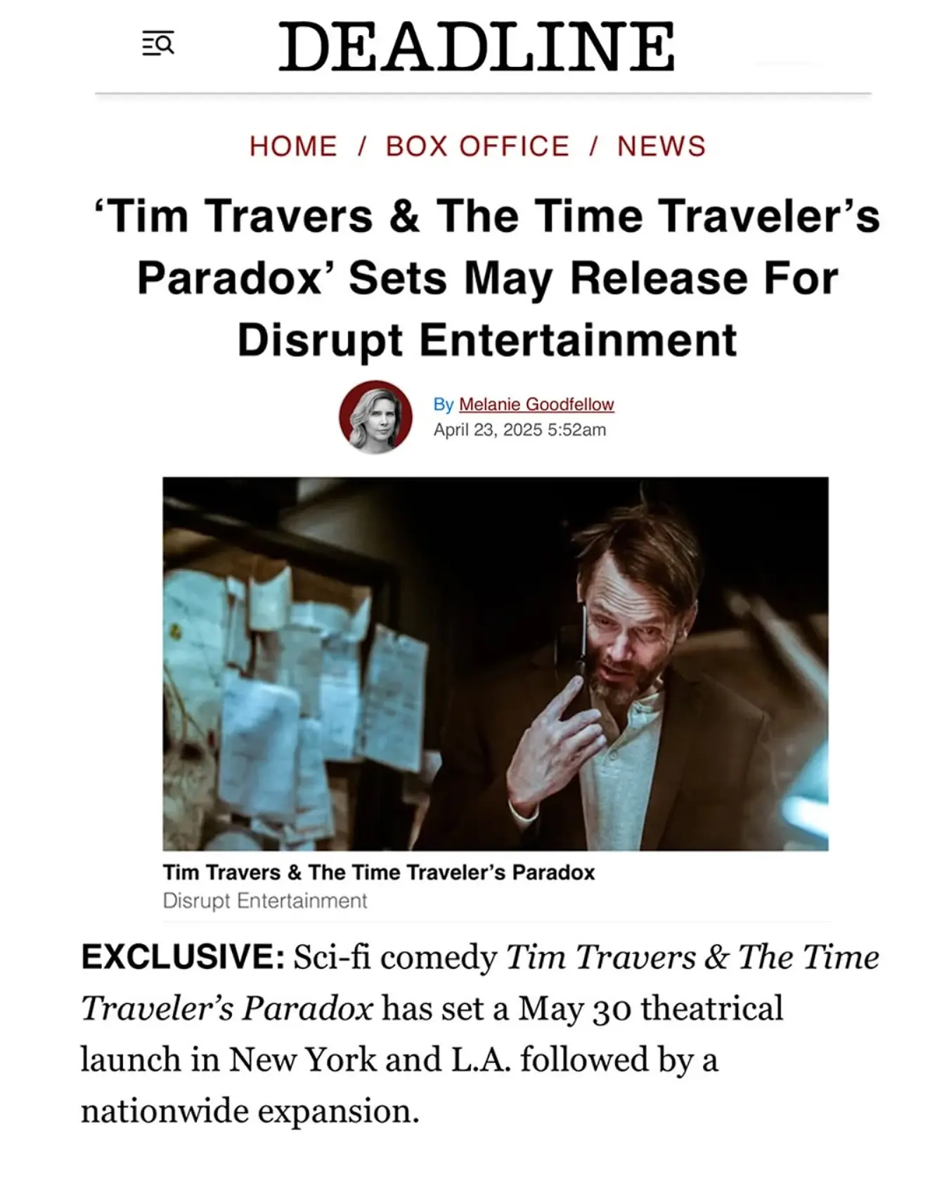 Felicia Day Announces Release Date For ‘Tim Travers & The Time Traveler’s Paradox’ Felicia Day Announces Release Date For 'Time Travers The Movie'