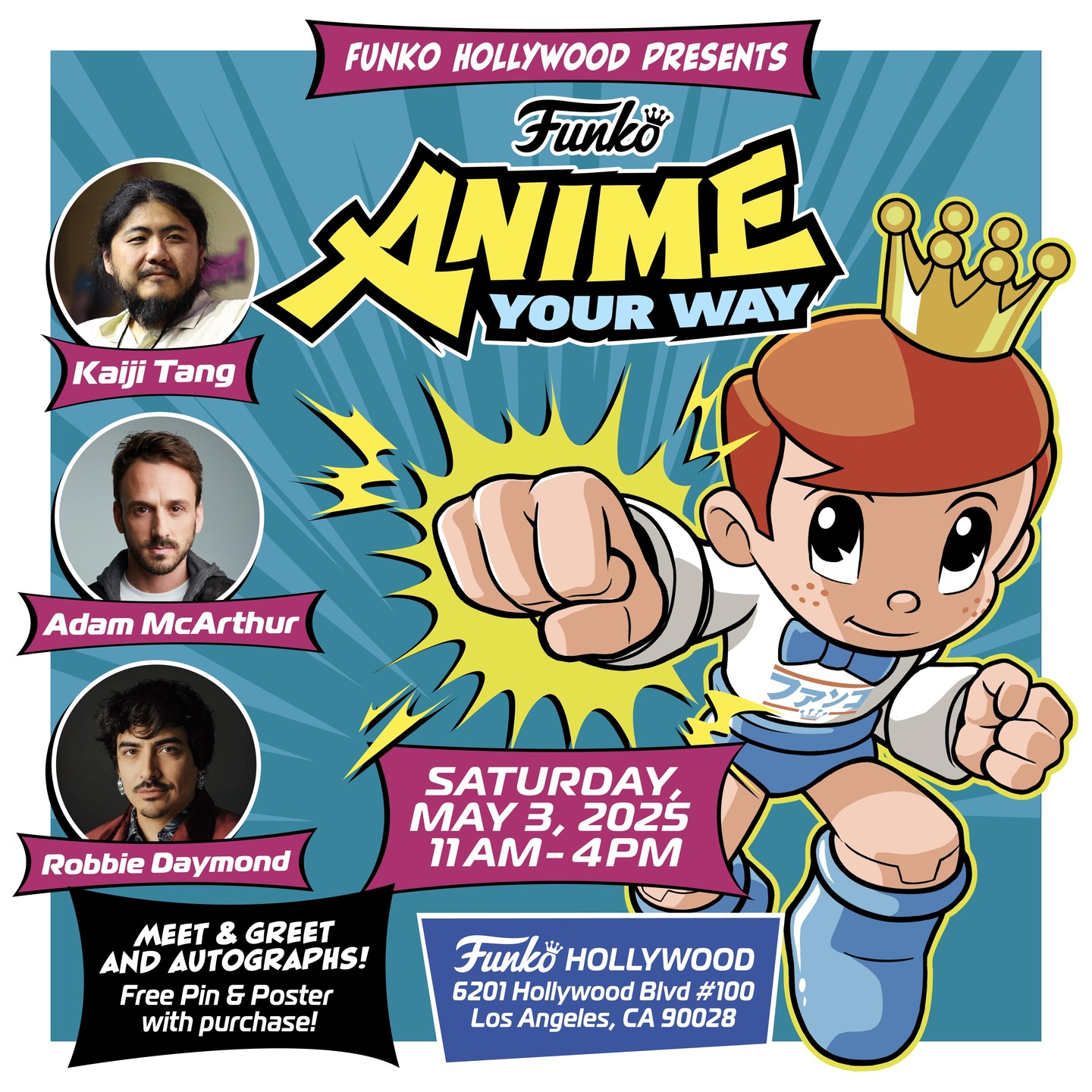 Join Adam McArthur, Kaiji Tang & Robbie Daymond at Funko Hollywood's exclusive signing day