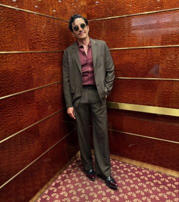Gabriel Luna back at 30 Rock for an exclusive chat with Kelly Clarkson, styled flawlessly!