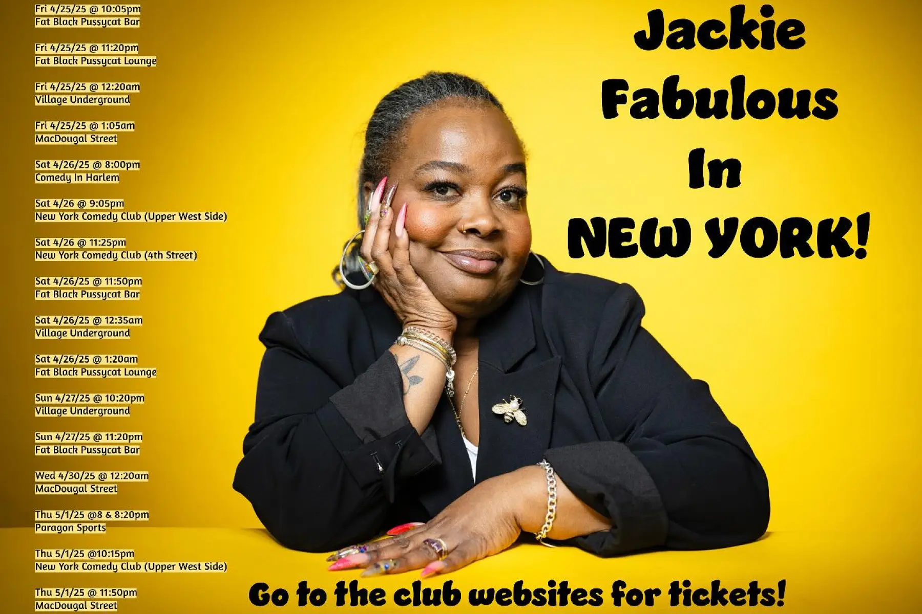 Jackie Fabulous Brings Comedy Residency To NYC This Spring The comedian will perform extensively across NYC venues while developing new material