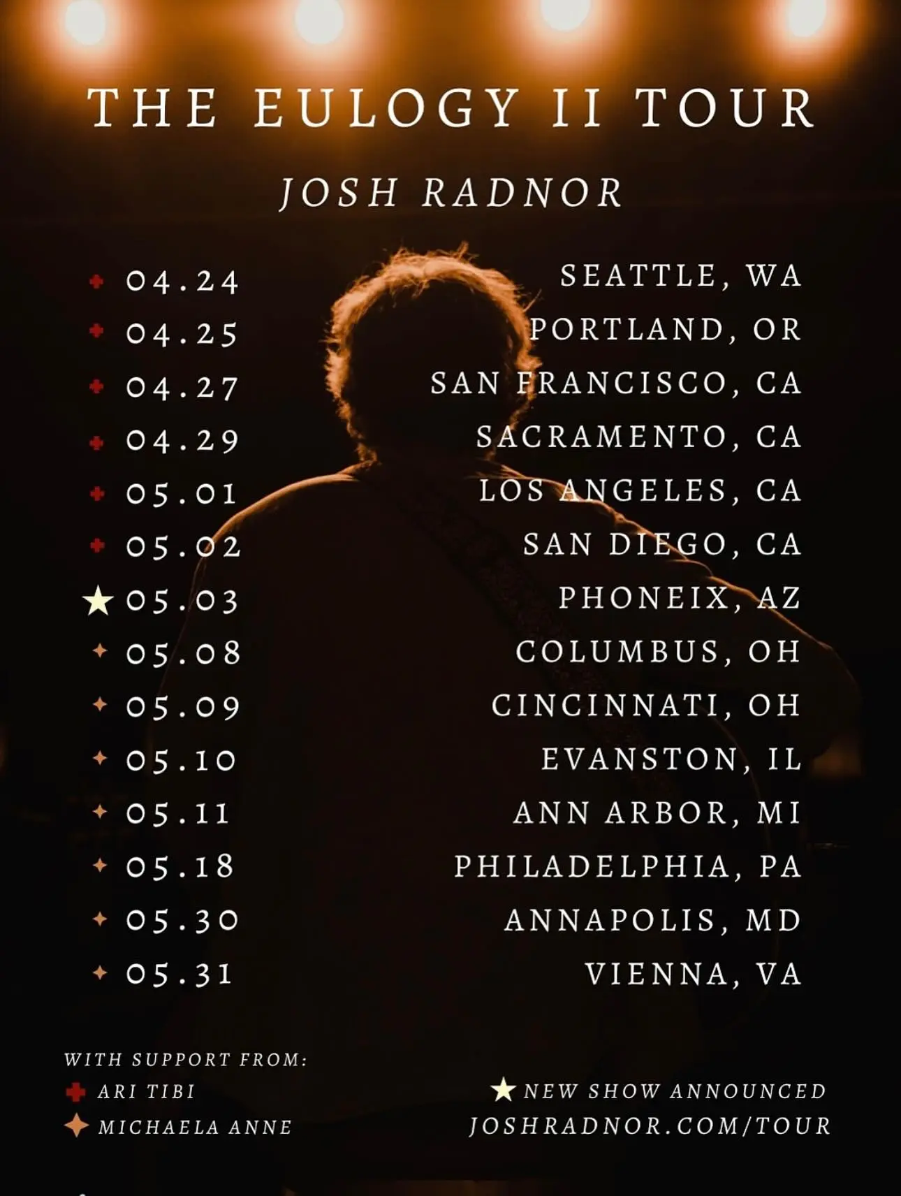 Josh Radnor Delights Fans with Eulogy II Tour Snapshots