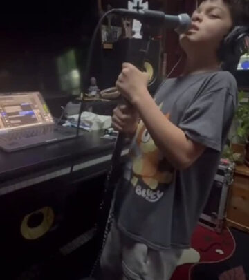 Celebrity actress showcases her son's raw vocal gift and hints at a rock star legacy.