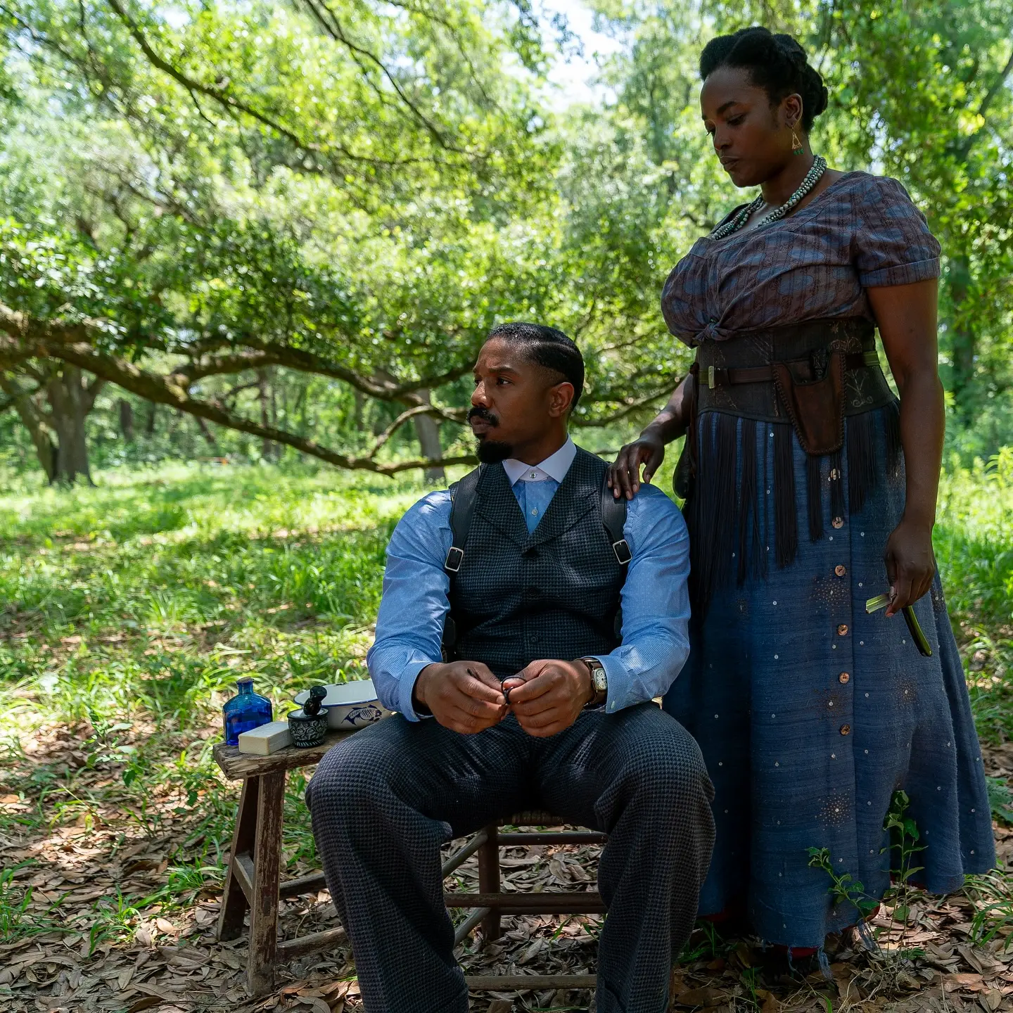 Michael B. Jordan Shares Behind-The-Scenes Photos With Wunmi Mosaku From 'Sinners'