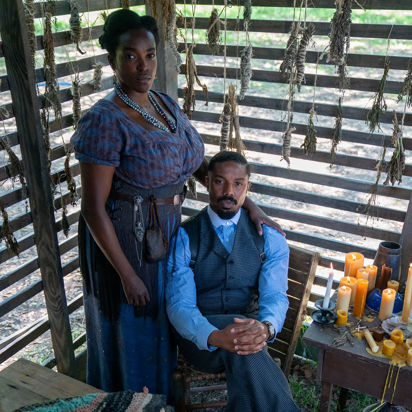 Michael B. Jordan Shares Behind-The-Scenes Photos With Wunmi Mosaku From 'Sinners'