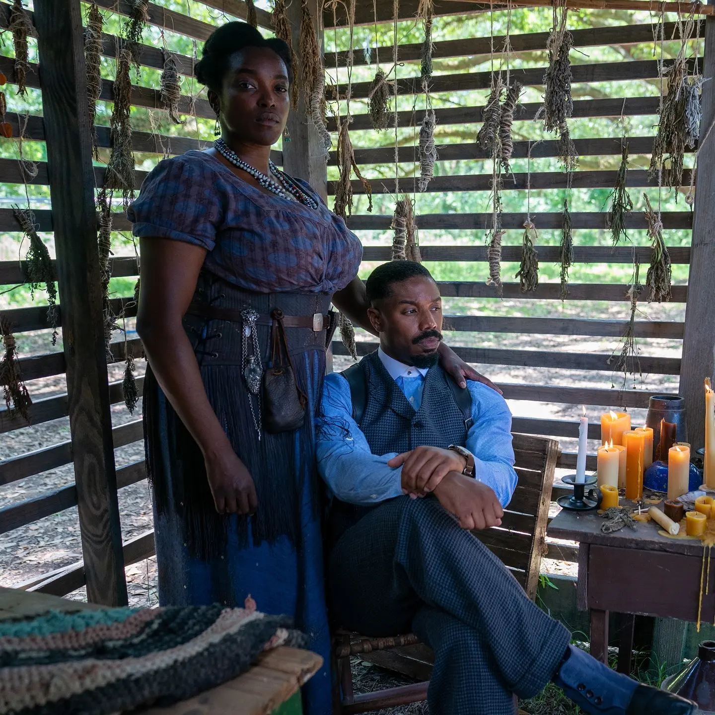 Michael B. Jordan Shares Behind-The-Scenes Photos With Wunmi Mosaku From 'Sinners'