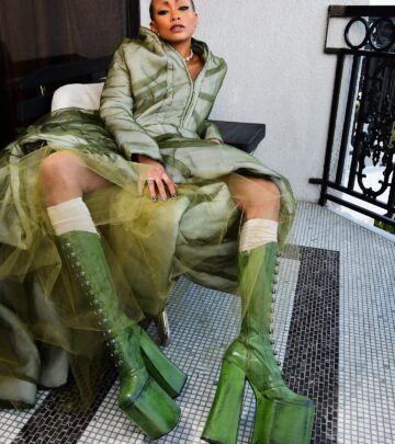 The rising star showcases high fashion looks styled by Charlie Brianna for the HBO hit series