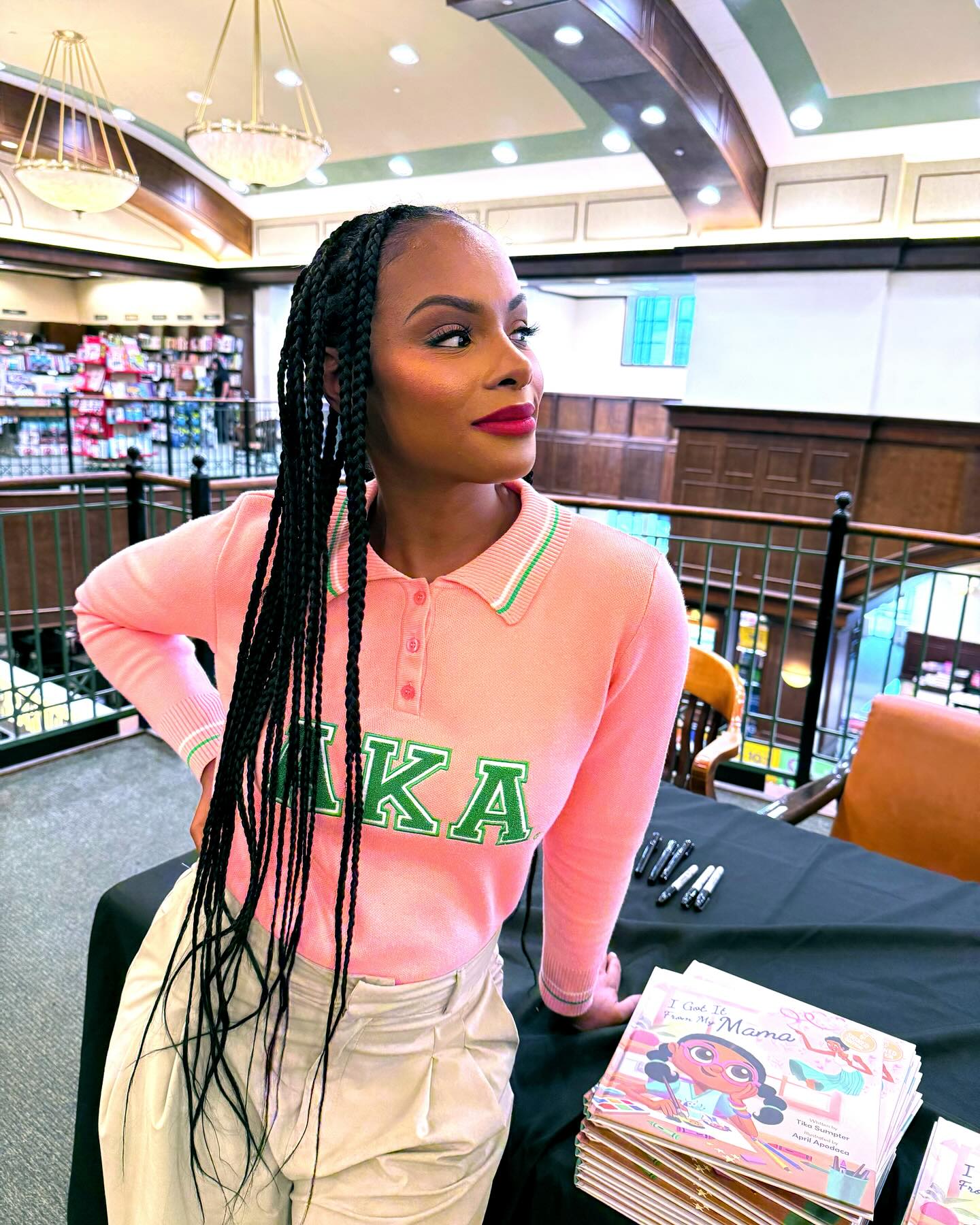 Author Tika Sumpter thanks families at Barnes & Noble Cumberland in a warm book event.