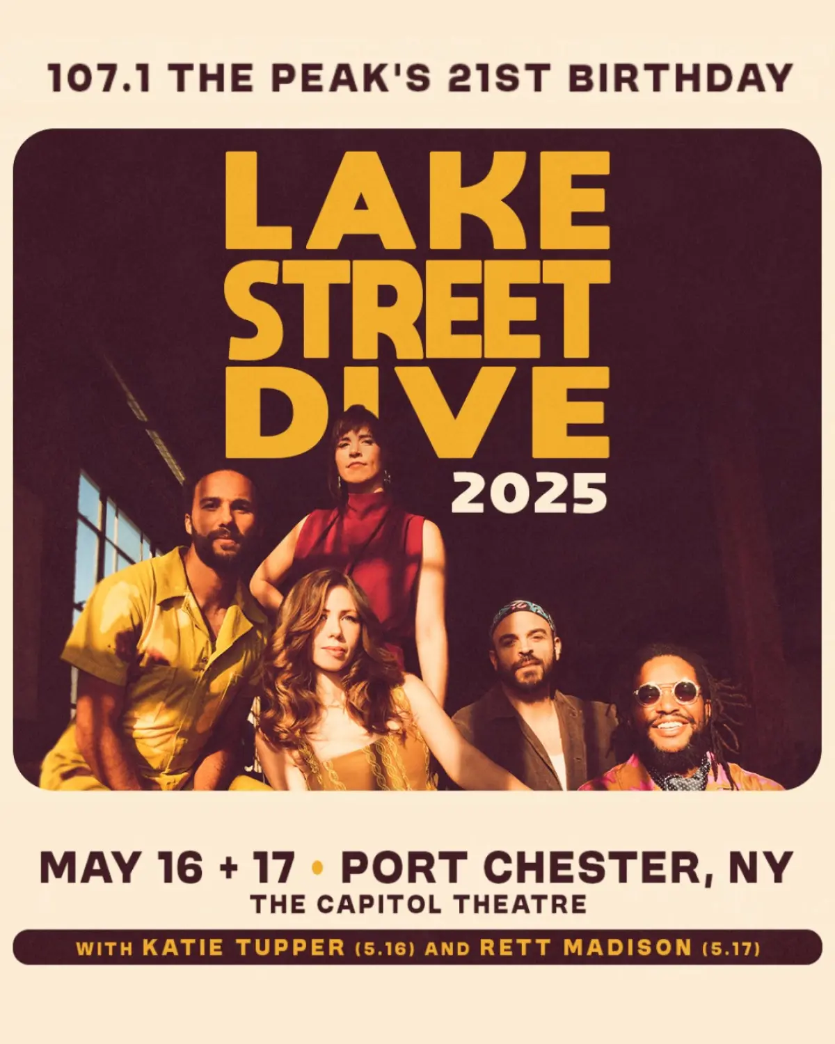 Celebrate a thrilling night at Capitol Theatre with Lake Street Dive & opener Katie Tupper.