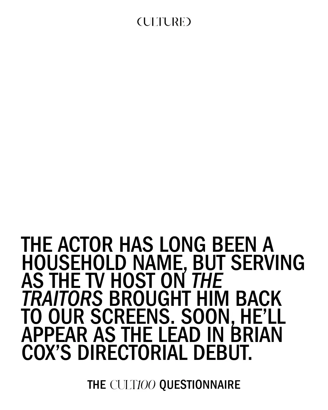 Alan Cumming Honored: Traitors Host and Upcoming Film Lead