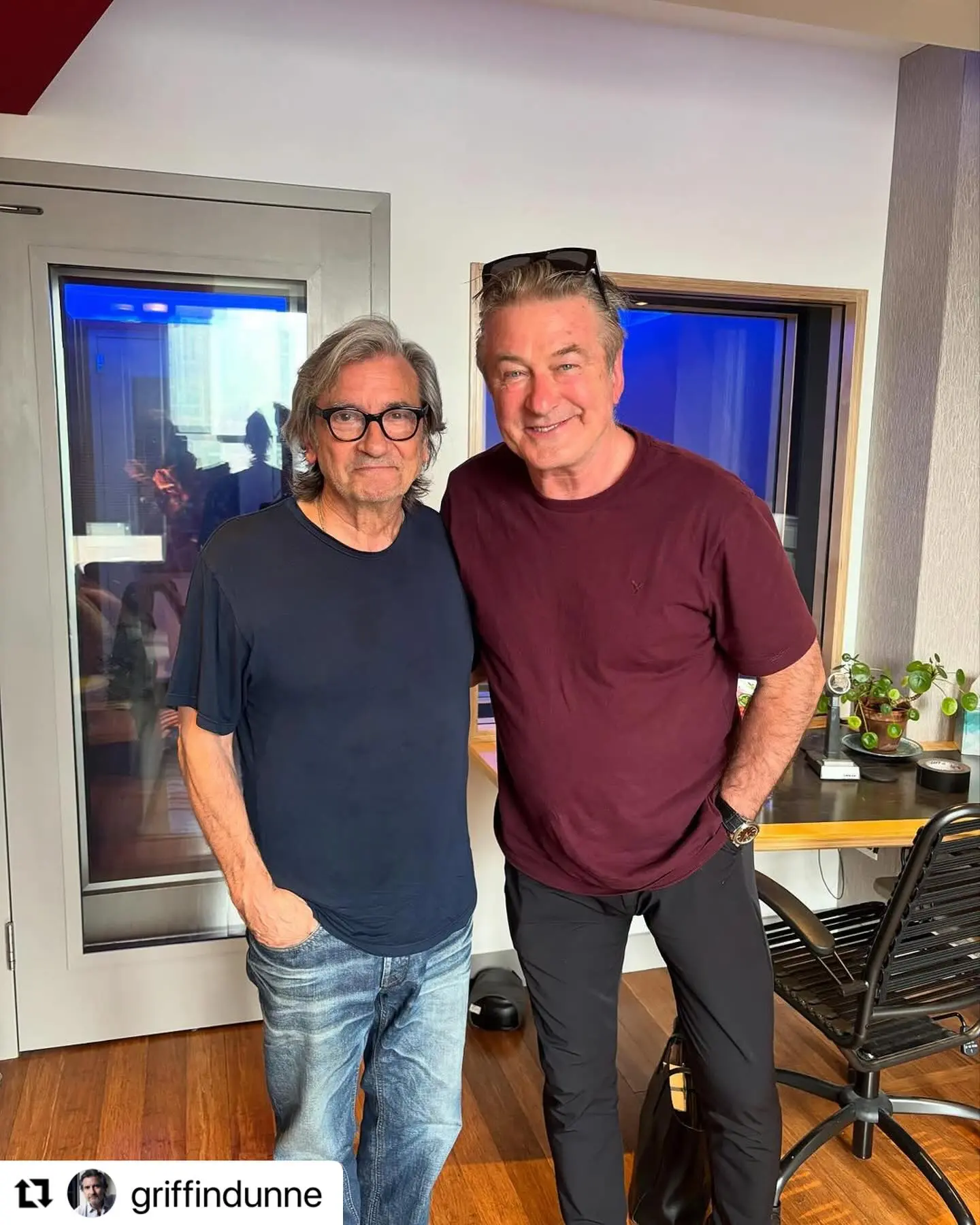 Alec Baldwin Records Show With Griffin Dunne Veteran actor Alec Baldwin teams with famed Griffin Dunne as he records his new series TV.