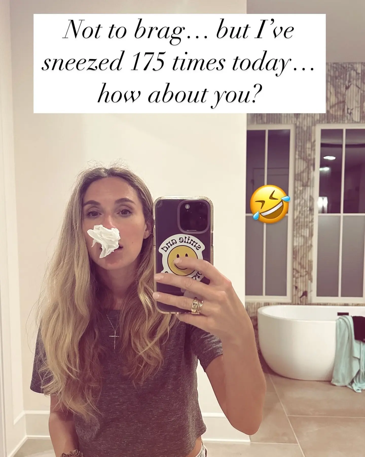 Celebrity Alexa urges fans to share nature’s allergy cures in her new, lighthearted post.