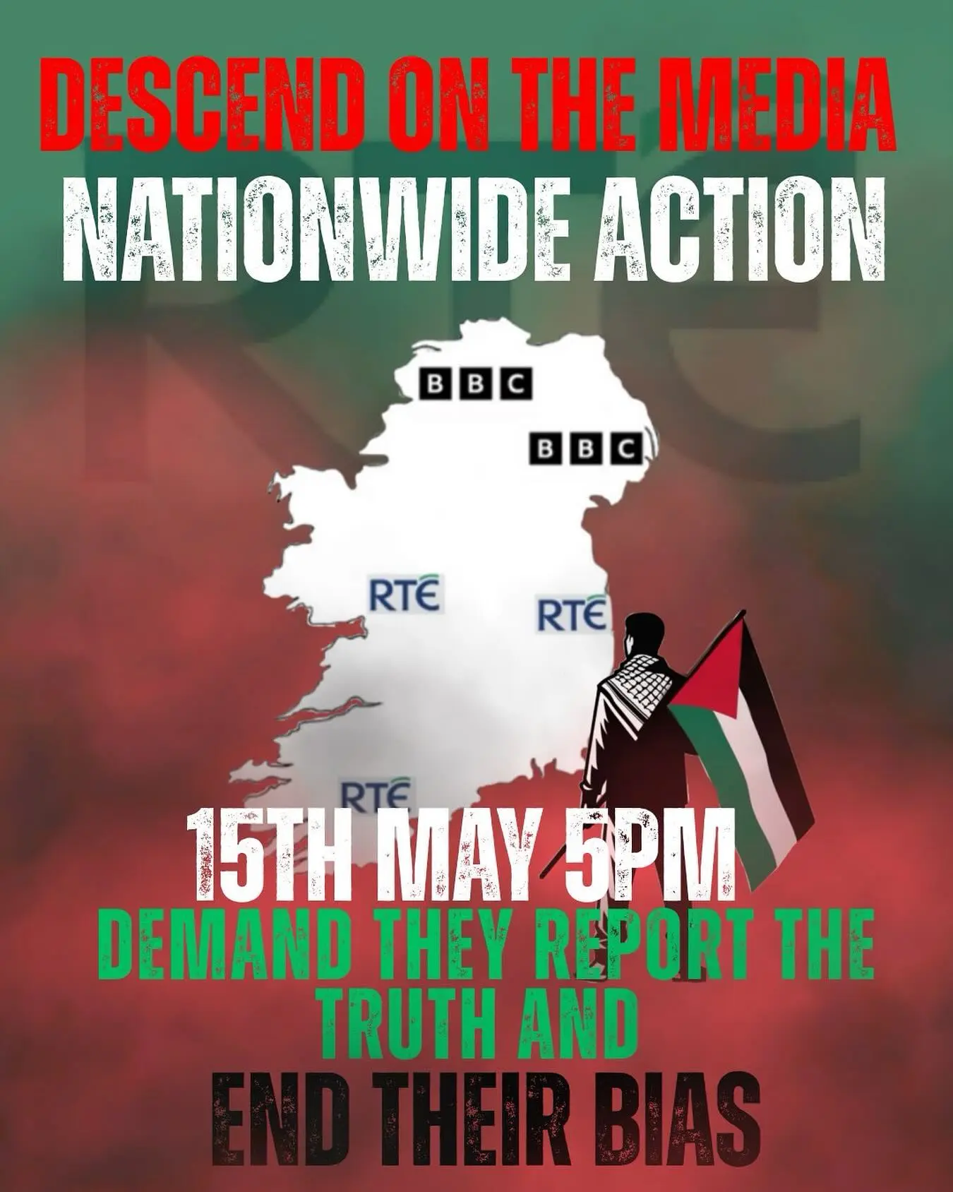 Coordinated media protest unites five Irish cities in unwavering support of Palestine 2023!