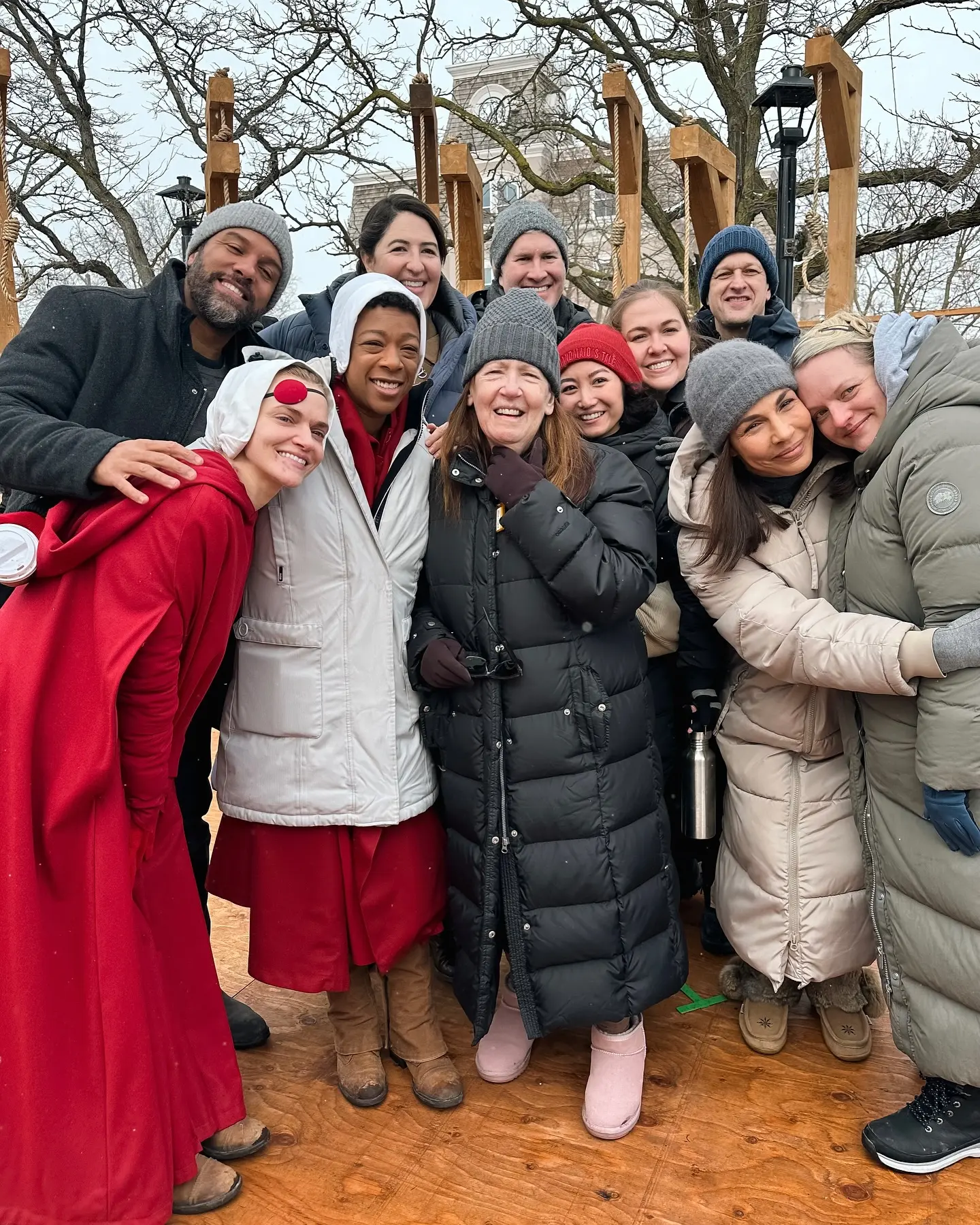 Amanda Brugel Shares ‘Love & War’ BTS Diary From The Handmaid’s Tale Experience on-set magic: gallows birthday bash, Darcy Carden’s warm-up, endless group hugs.