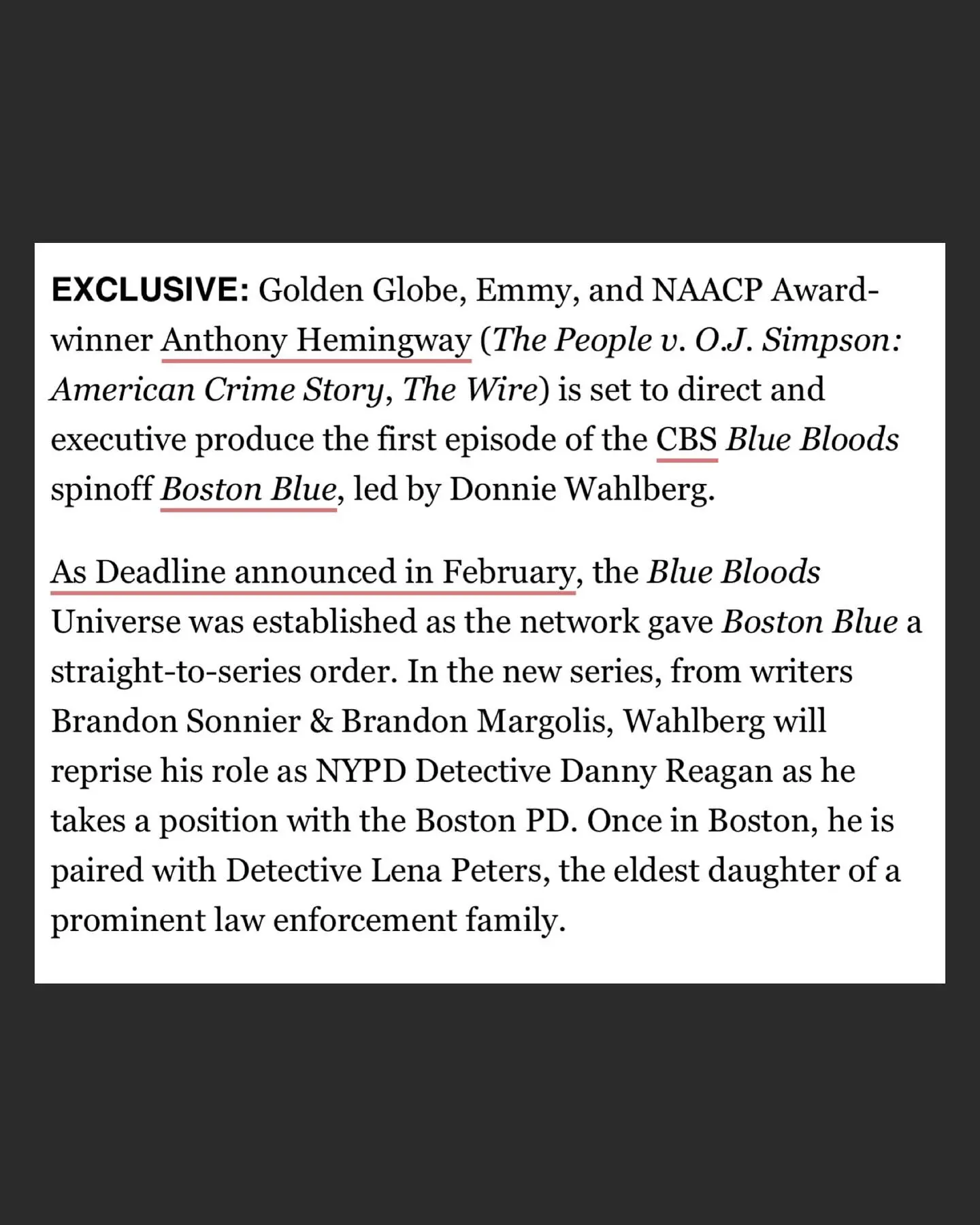 Anthony M. Hemingway Directs Boston Blue Pilot