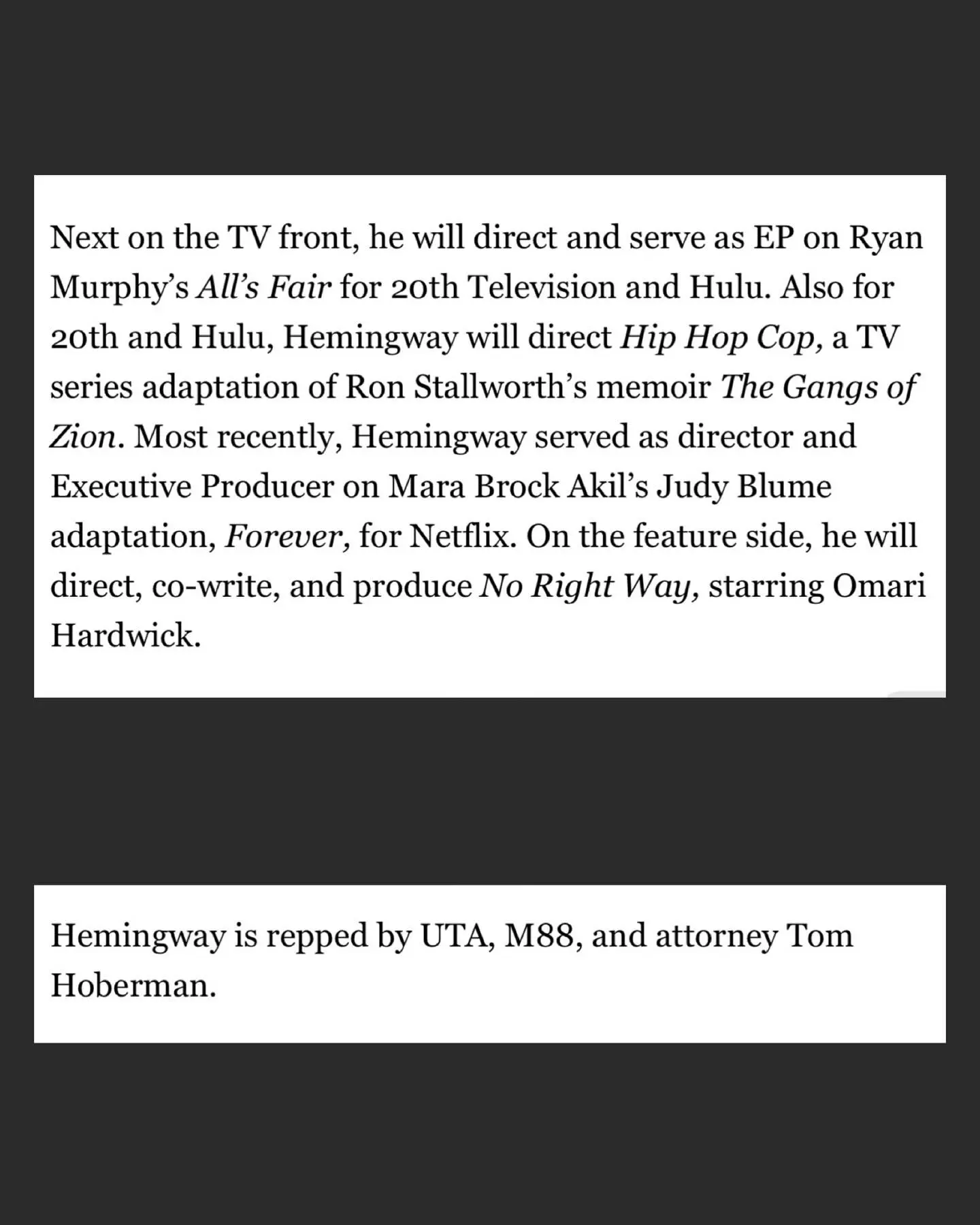 Anthony M. Hemingway Directs Boston Blue Pilot