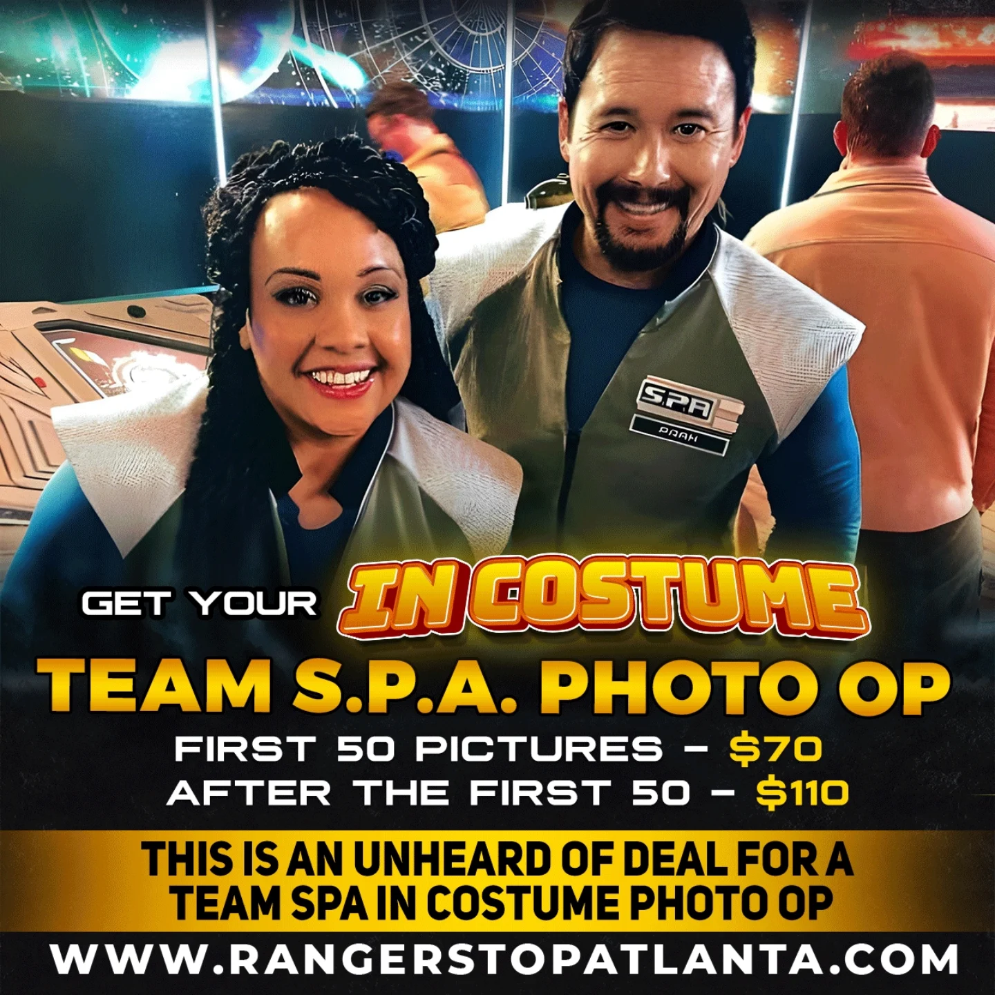 In costume photos with Aisha & Adam at Atlanta event – grab your discount, 50 orders only!