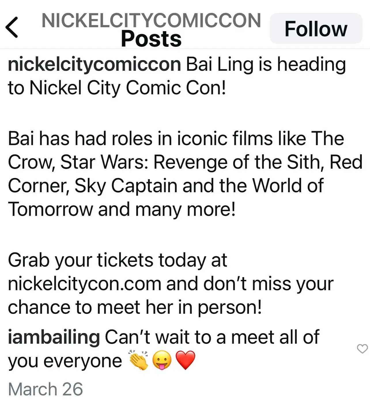 Bai Ling Headed to Nickel City Comic Con in Buffalo