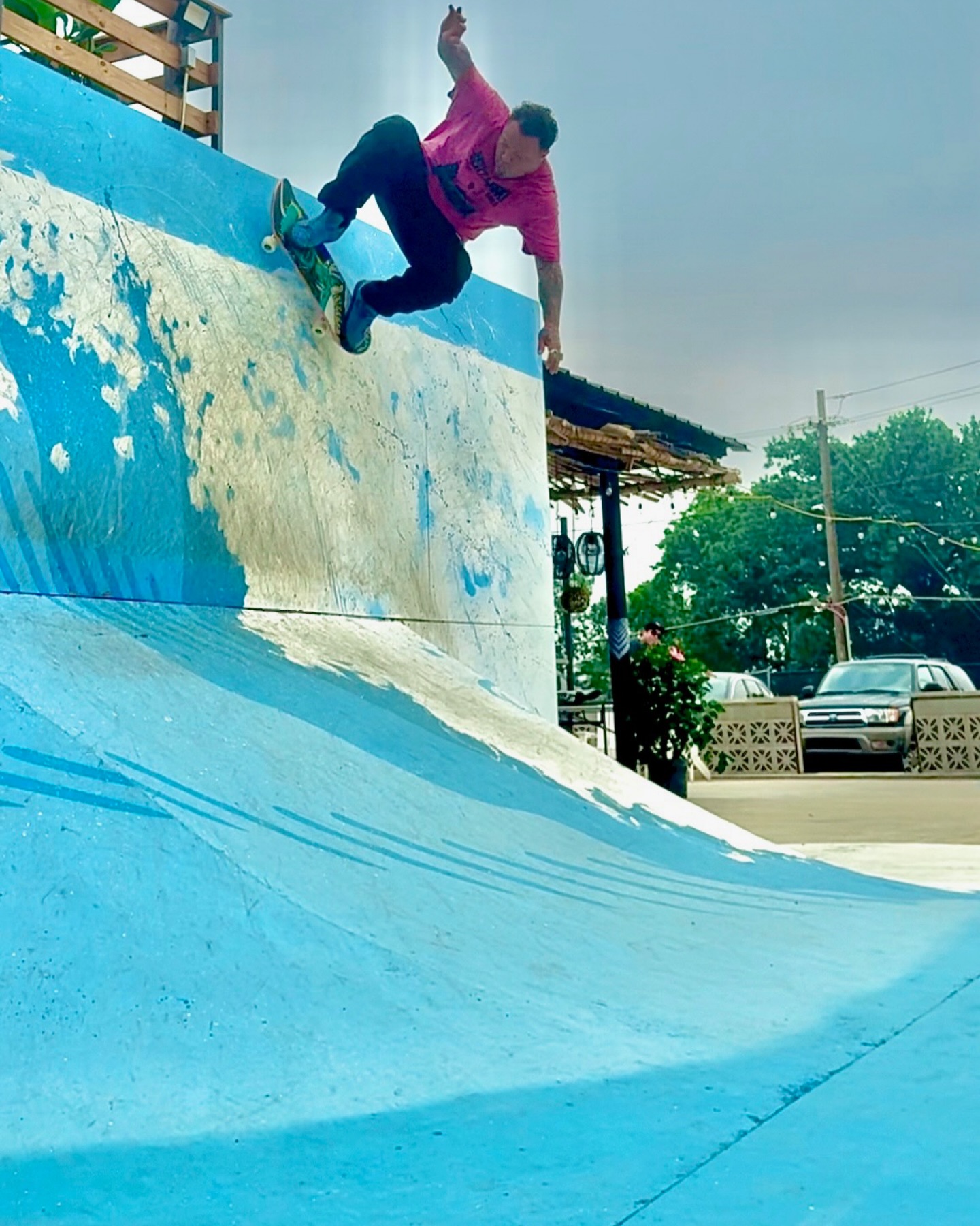 Bam Margera Wallride In Dallas Electrifying wallride marries skate flair with Texas urban vibe under clear Dallas skies!!