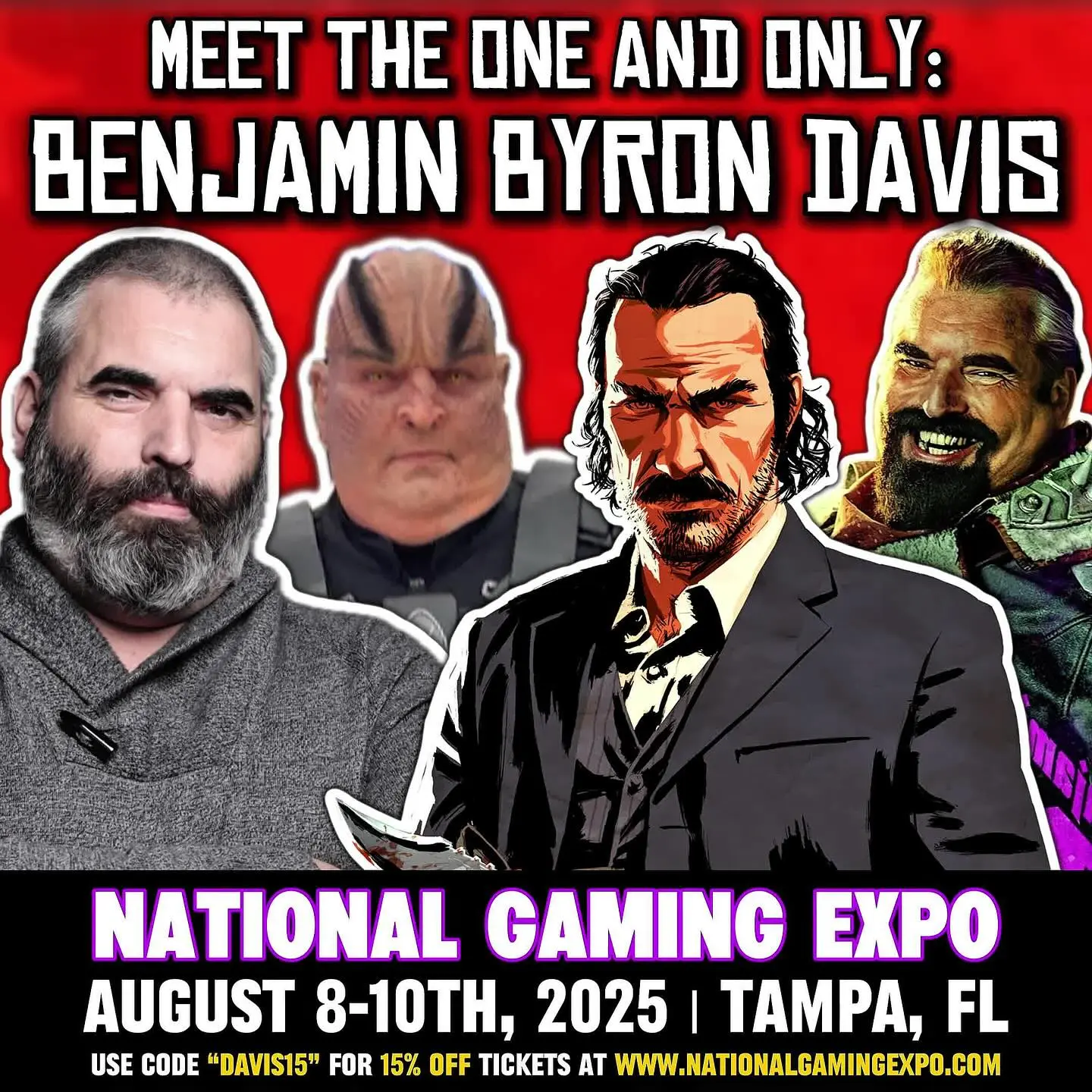 Renowned actor, writer & director Benjamin Davis debuts at expo with 15% off tickets.