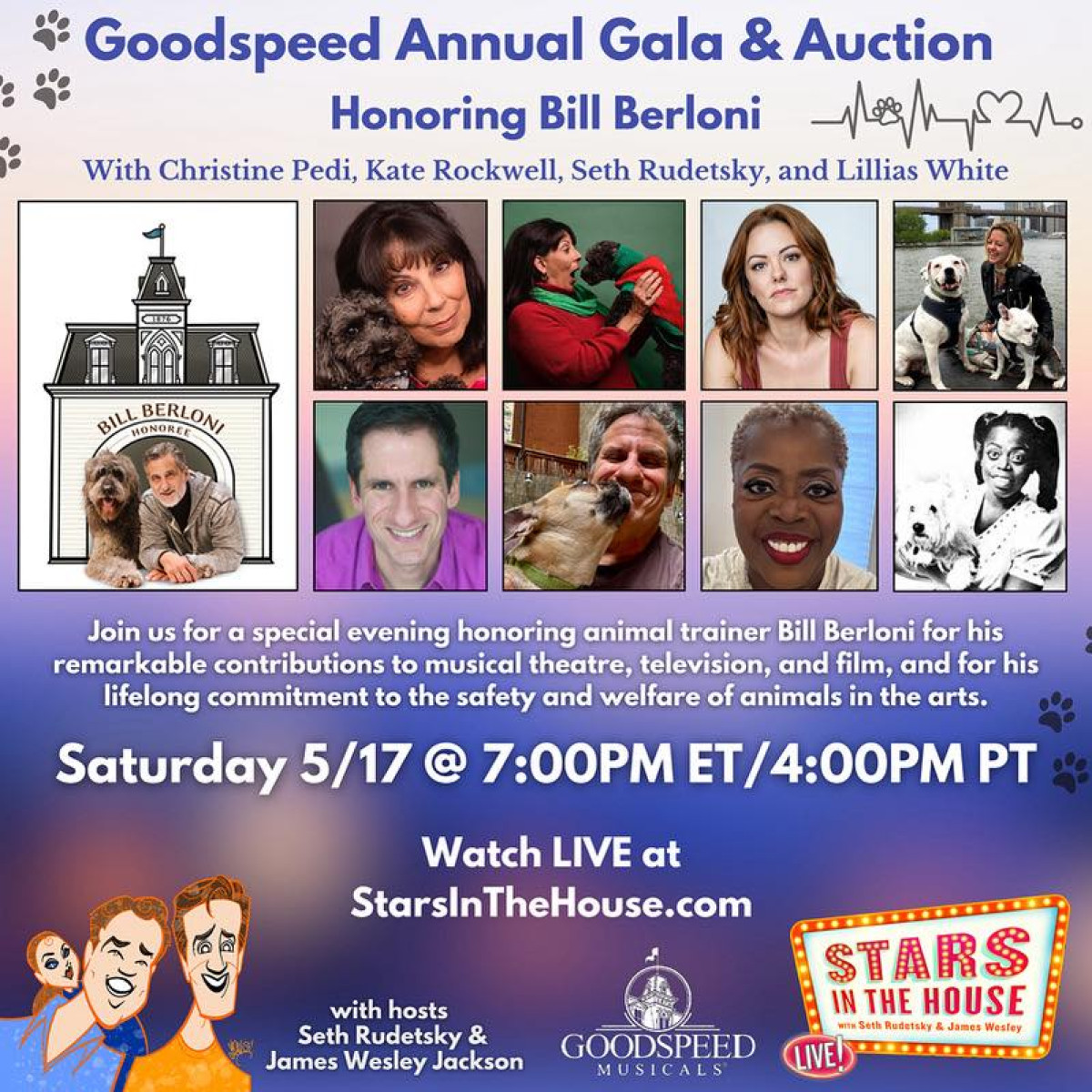 Broadway Animal Trainer Honored At Stars In The House Celebrating Bill Berloni’s legacy from Goodspeed Opera House to Broadway’s saved animals.