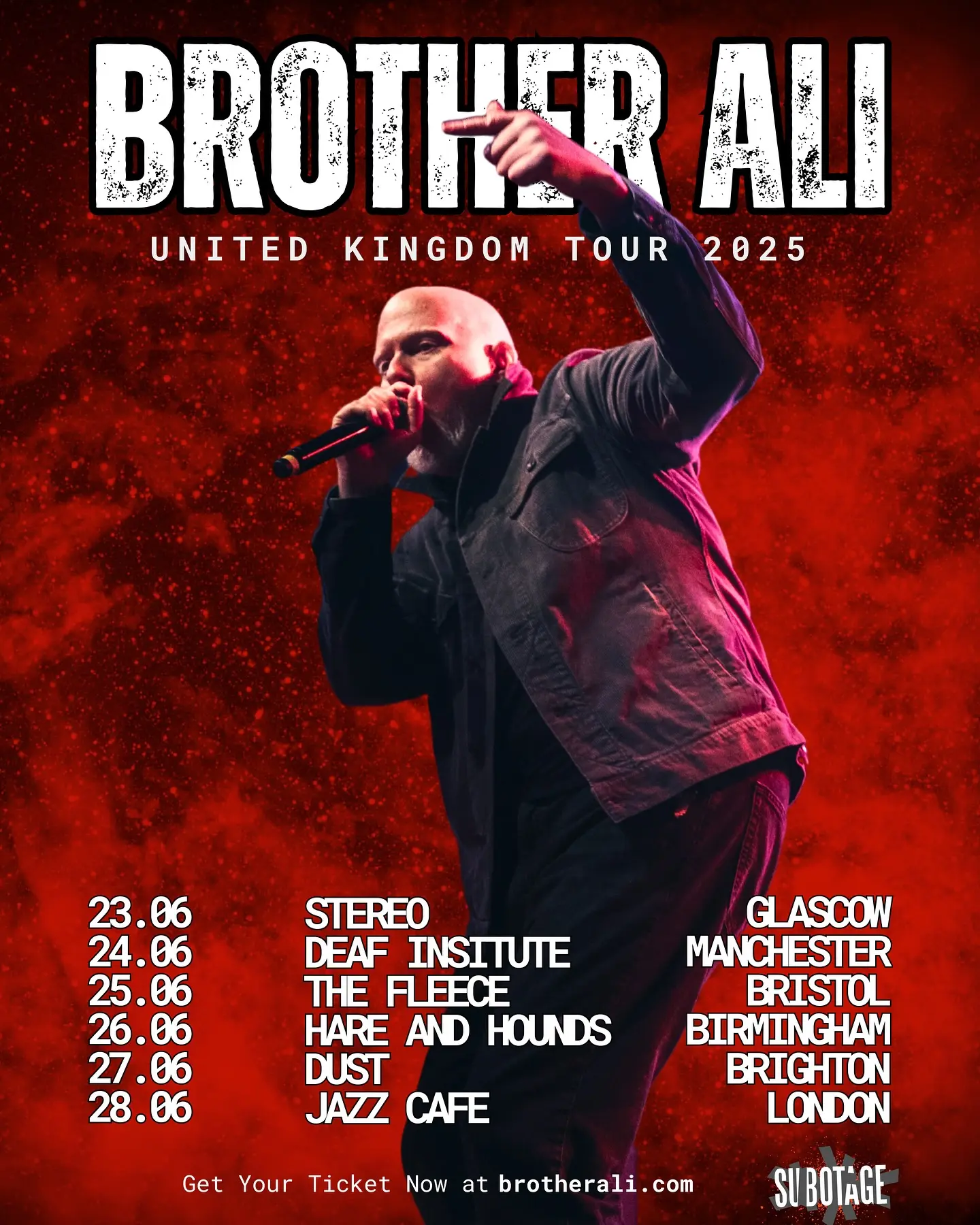 Brother Ali UK Concert Announcement American hip hop icon Brother Ali gears up for a live UK performance next month, book now!