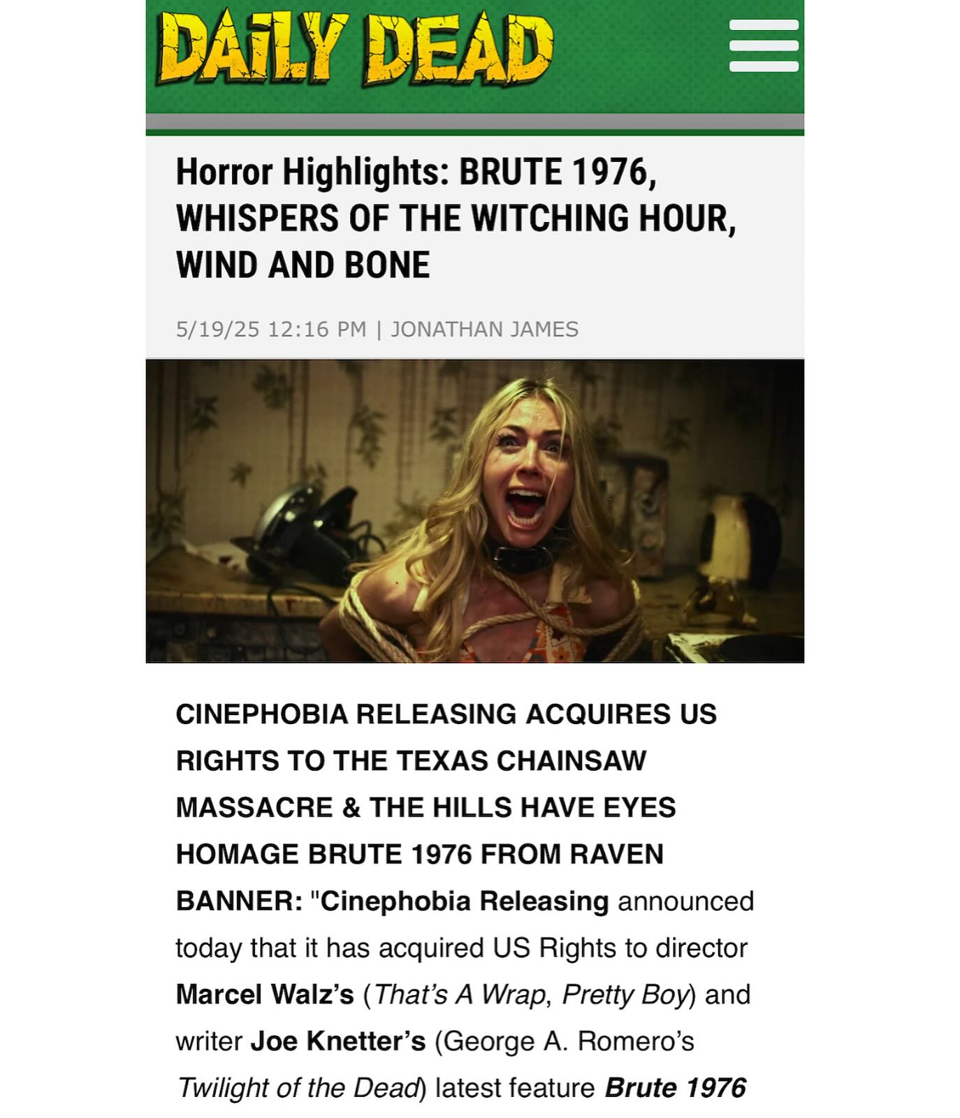 Brute 1976 Arrives In Select Theaters This Summer An intense gory thrill ride in theaters this summer for ultimate pure horror aficionados!!