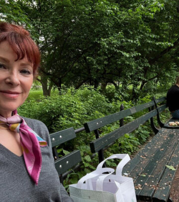 Cady McClain Enjoys Central Park Bench Lunch