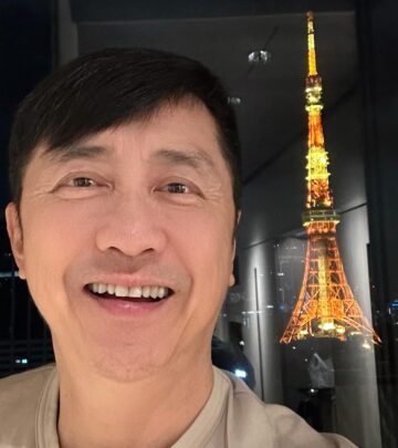 Taiwan pop icon Yu Cheng-hing delights fans with a picturesque hotel scene and captivating skyline.