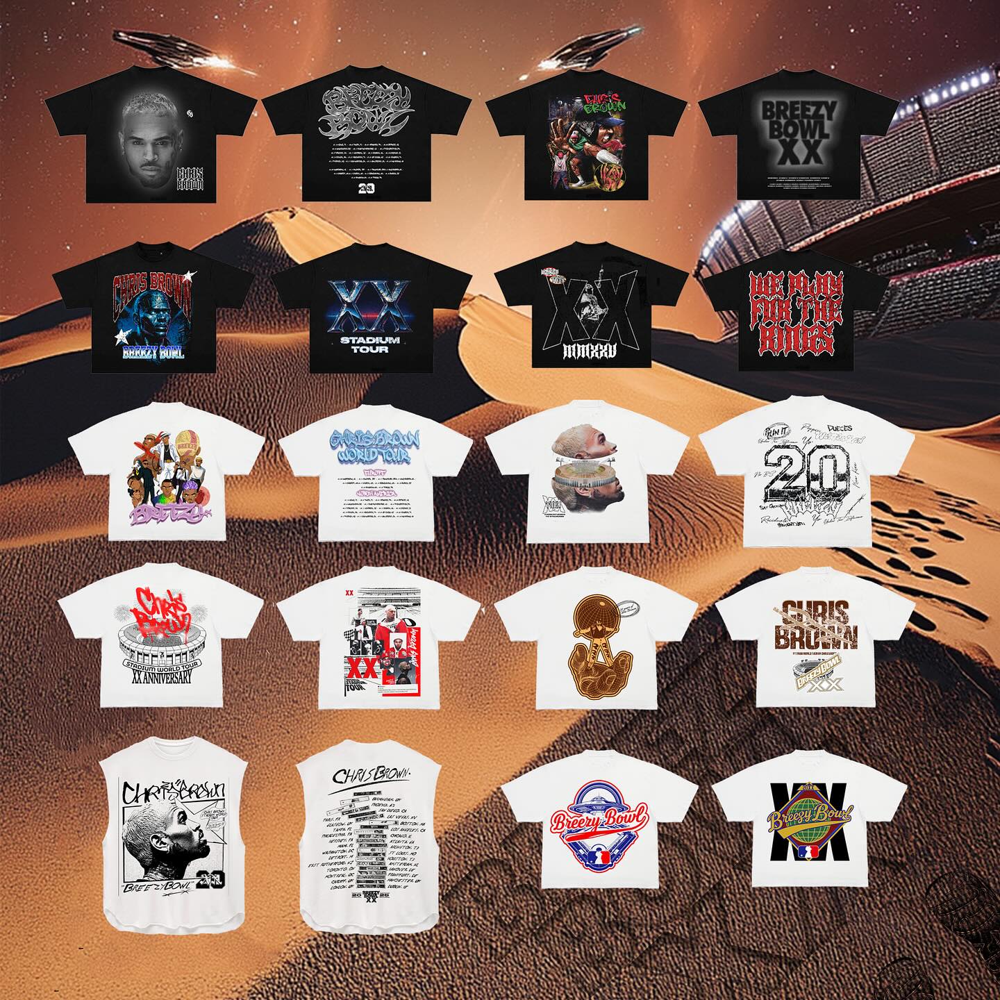 Chris Brown Launches Tour Merch Collection Hot tour merch debuts, uniting bold design and exclusive drops, now at Stadiums Shop Now!