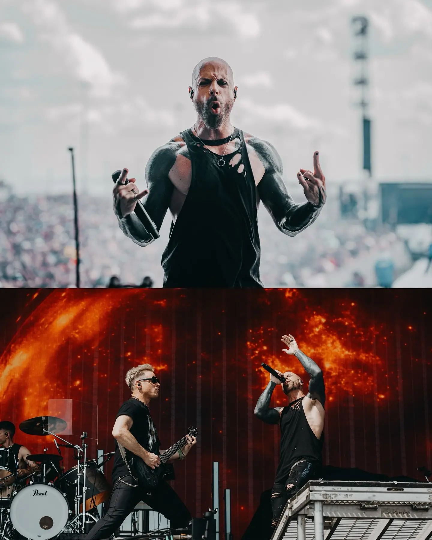 Chris Daughtry Lights Up Welcome To Rockville Chris Daughtry ignites the stage at Rockville, setting an unforgettable, fiery atmosphere live on stage.