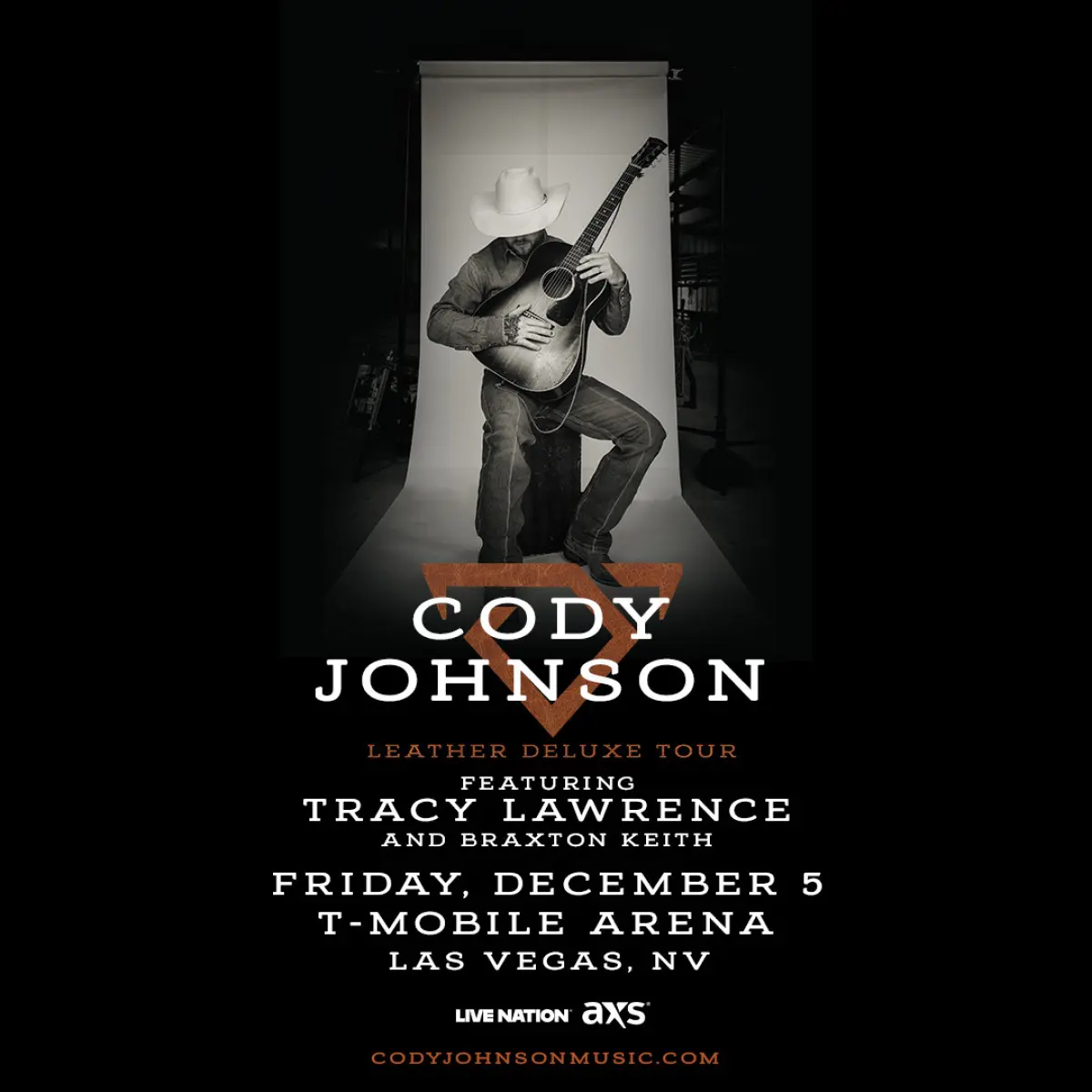 Cody Johnson Announces Leather Deluxe Tour at T-Mobile Arena Cody Johnson ignites his Leather Deluxe Tour with fresh tracks at T-Mobile Arena on Dec 5!