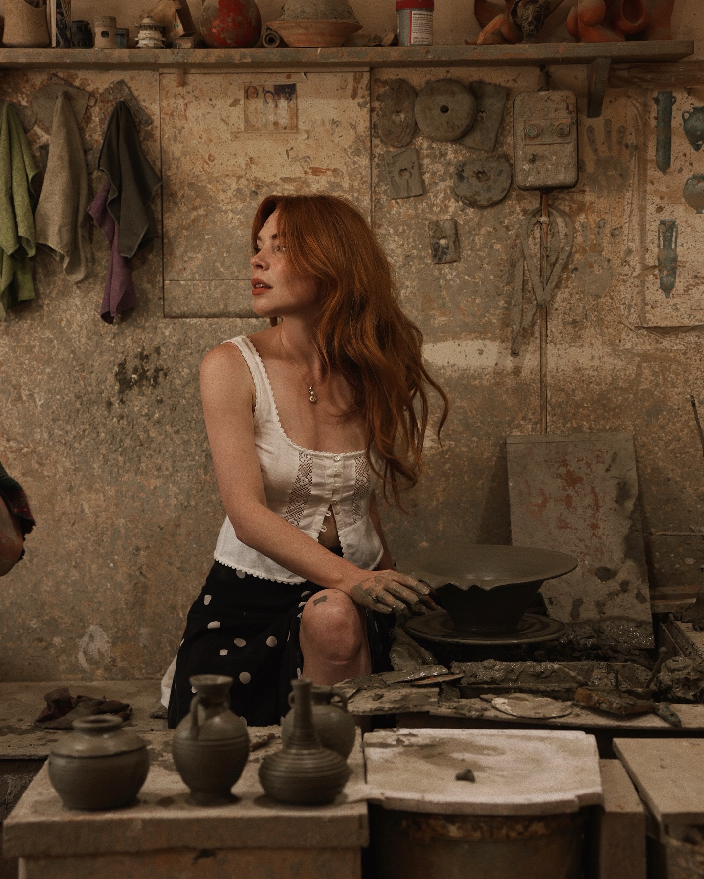 Courtney Halverson Embraces Creative Journey In Santorini The influencer trades her camera for clay at a traditional pottery studio in Santorini!!!