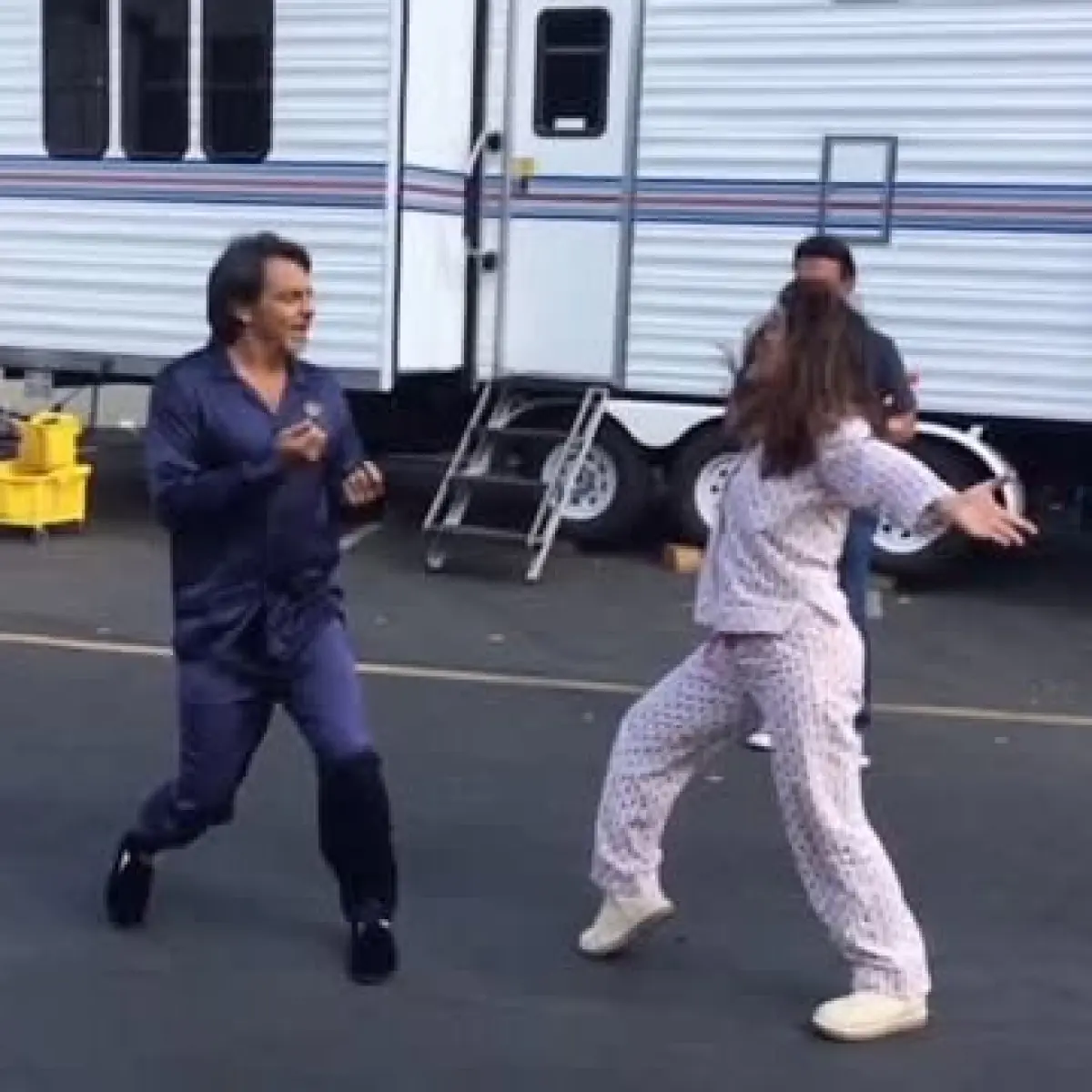 Celebrating dance and cinematic flair in this BTS look that bursts creative energy on set!