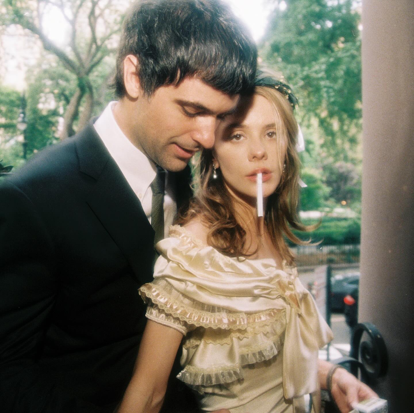 Celebrity Dasha Nekrasova shows bold style and pure romance in a chic wedding-themed look.