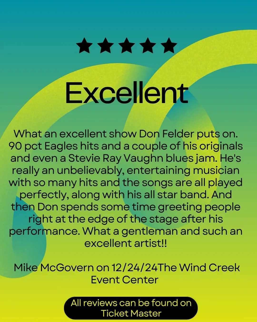 Don Felder Celebrates Stellar Ticketmaster Reviews