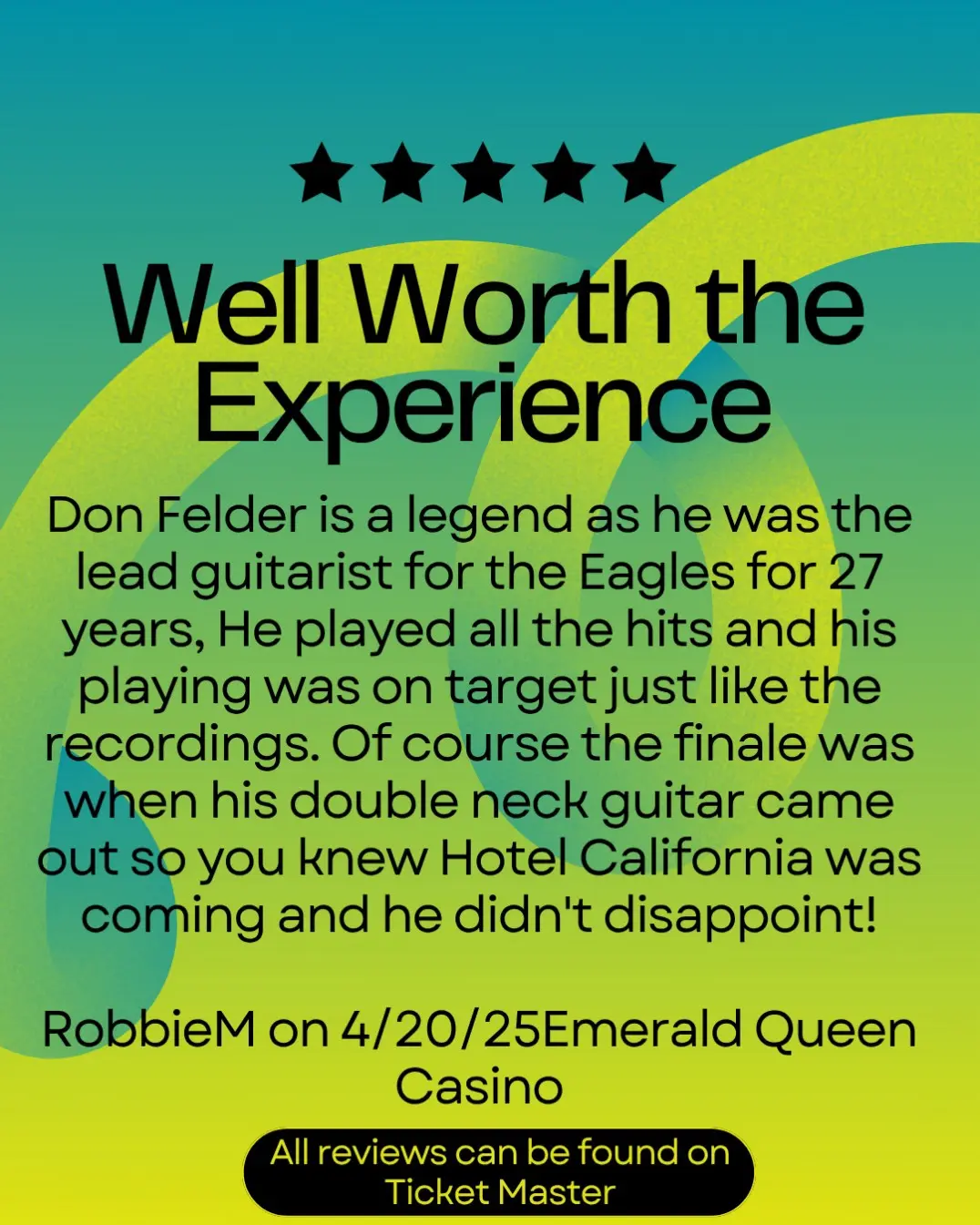 Don Felder Celebrates Stellar Ticketmaster Reviews