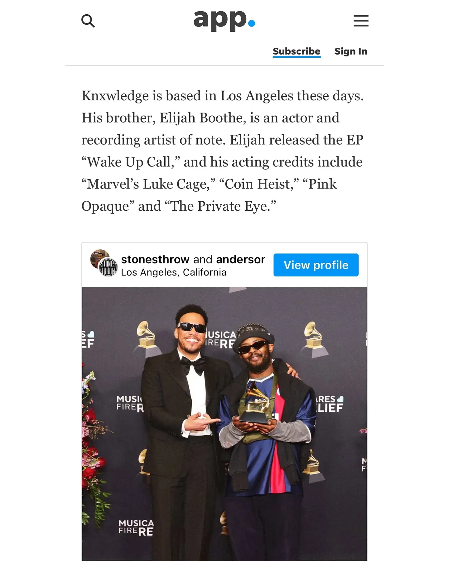 Elijah Boothe Honors Big Bro Knxwledge In Heartfelt IG Post Actor Elijah Boothe honors family as he celebrates a cherished bond with his creative kin.!