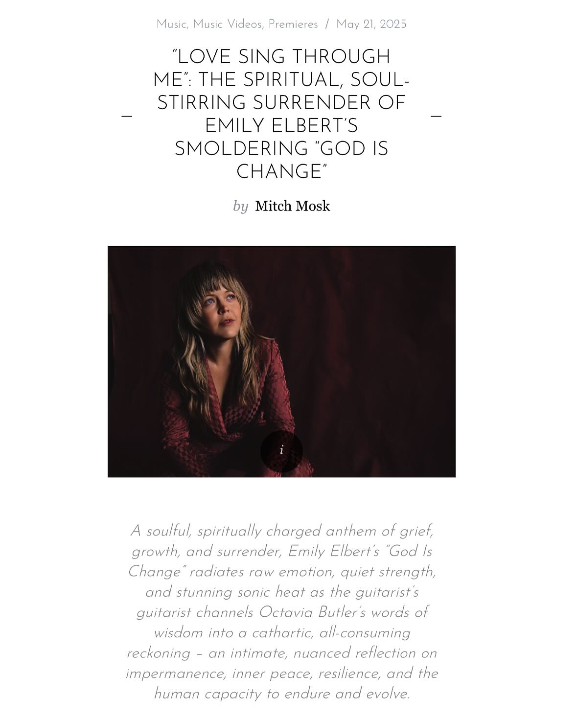 Emily Elbert Drops Sneak Peek of ‘God Is Change’ Music Video