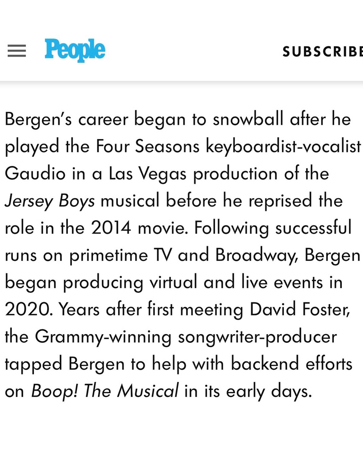 Erich Bergen Shines On People Magazine Cover