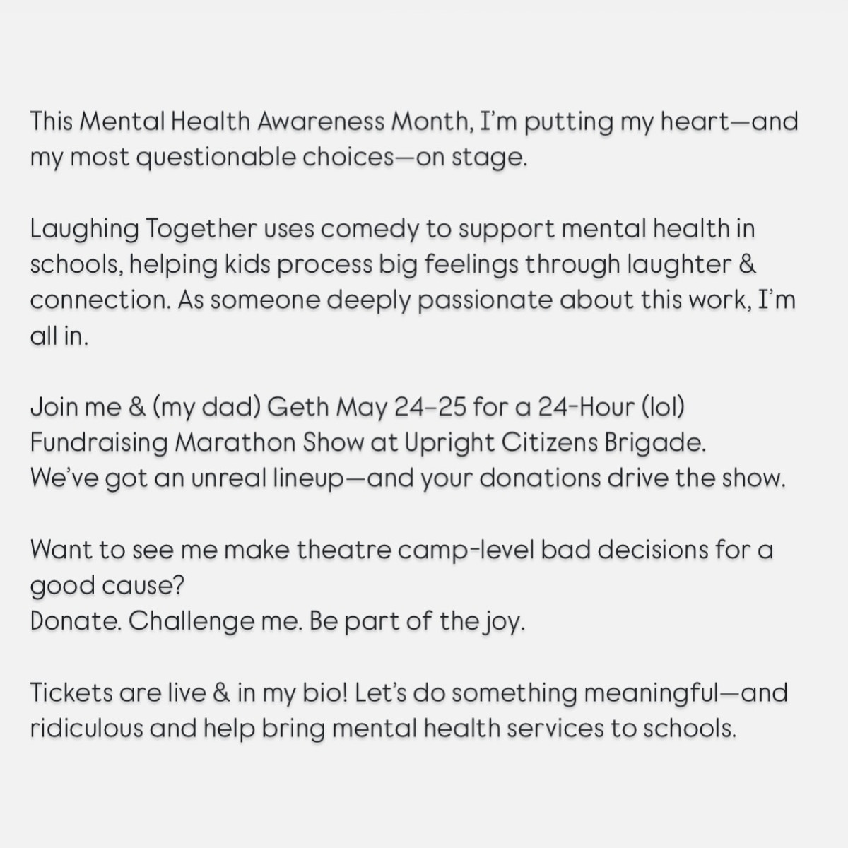 A 24-hour benefit extravaganza pairing witty comedy with an unbreakable family bond live!!