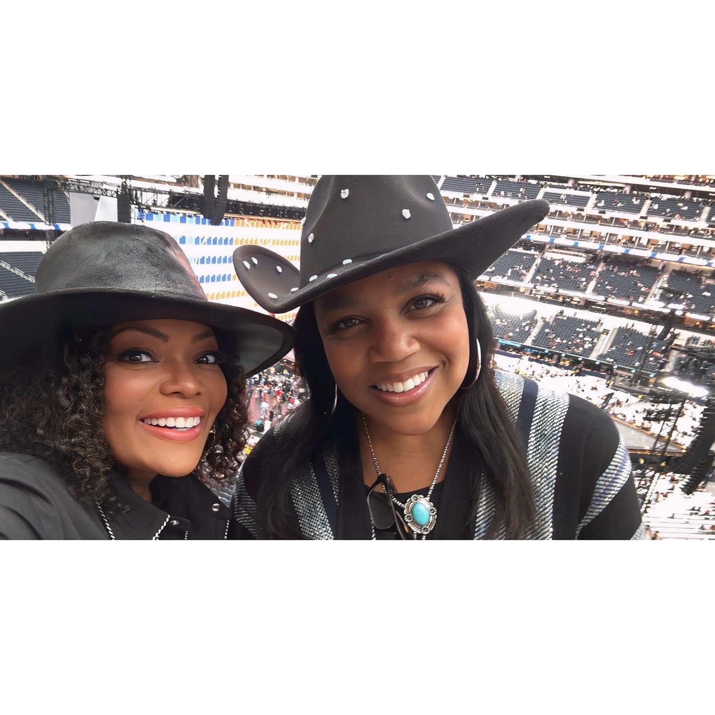 Family Bonding At Cowboy Carter Yvette Nicole Brown enjoys a family day with her sister at CowboyCarter as Beyoncé beckons
